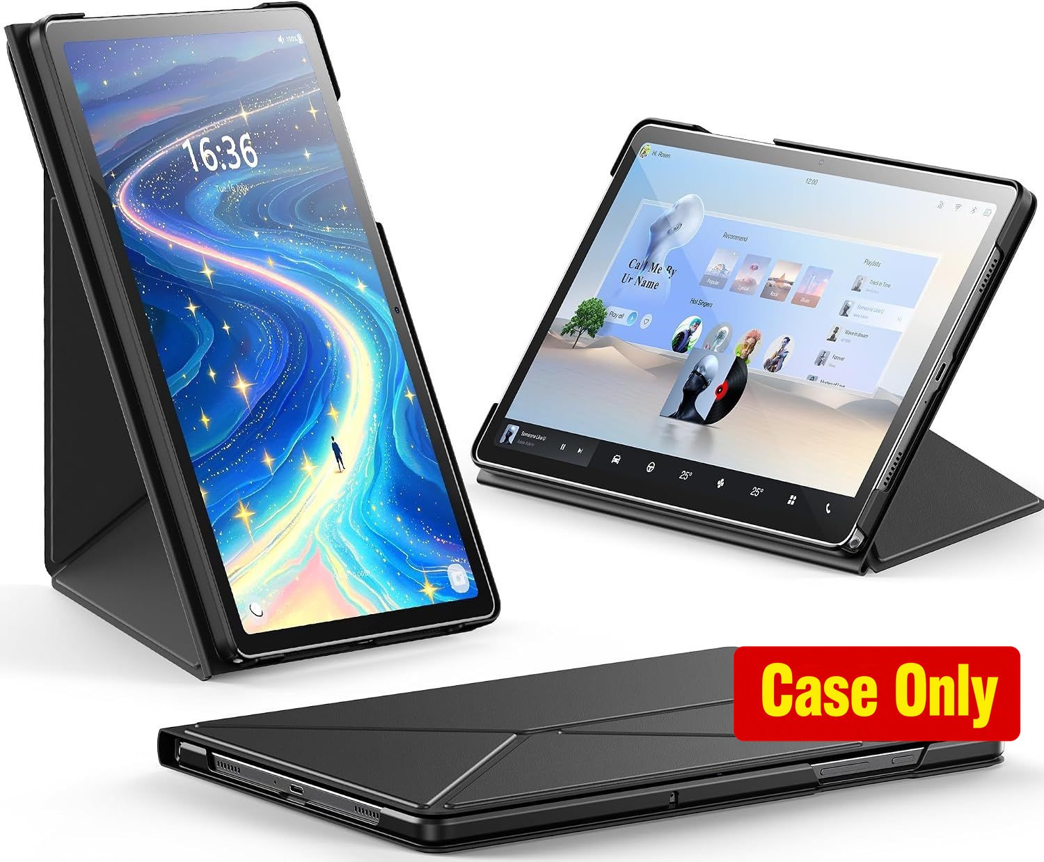 Slim Foldable Book-Style Cover Case for Samsung Galaxy Tab A11 Plus 11 Inch, Bla