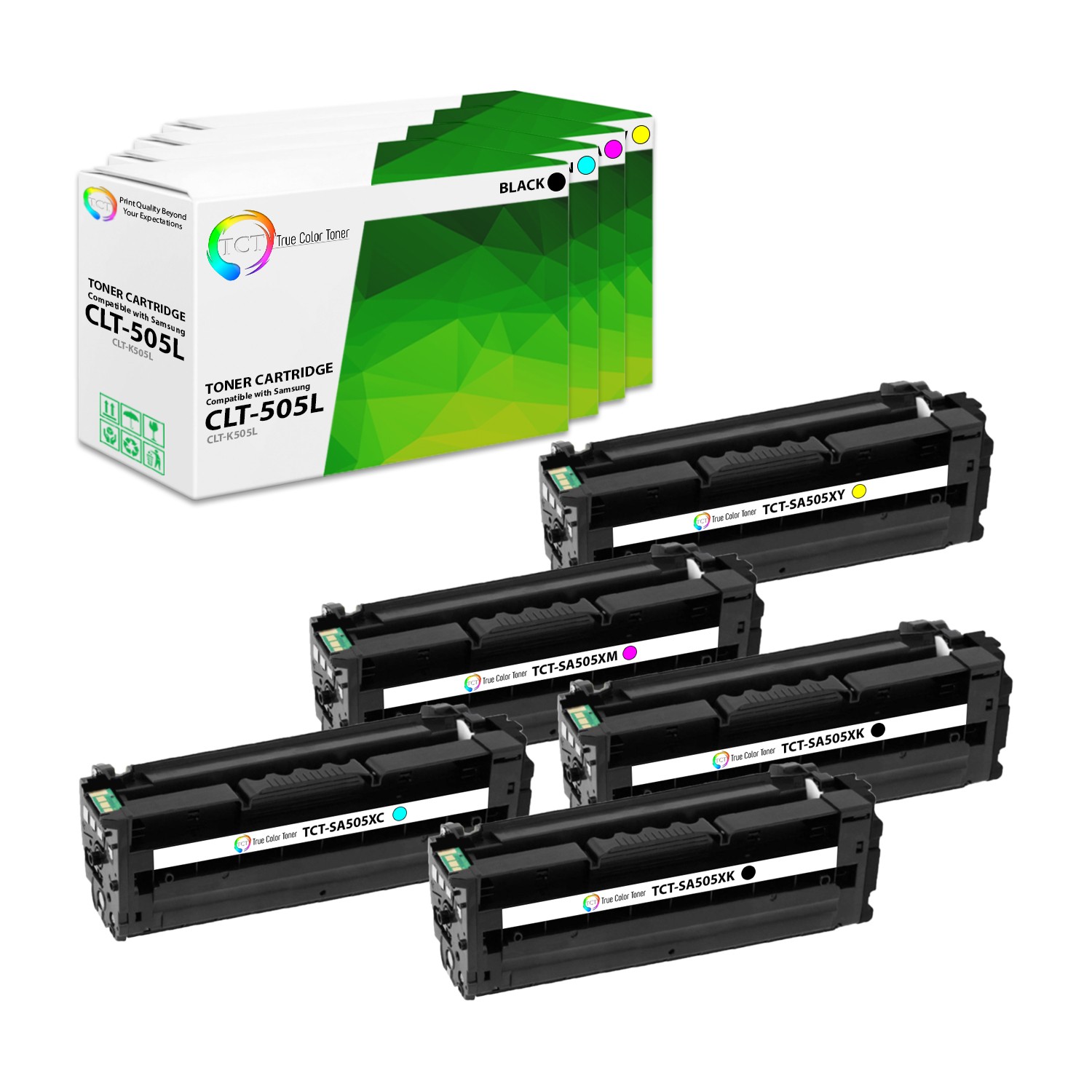 TCT 5PK CLT505L Color Toner Cartridge Set For Samsung ProXpress C2620DW C2670FW