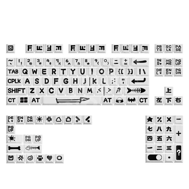 126pcs Thick PBT Keycaps Enhances Readability in Black and White for Programmers