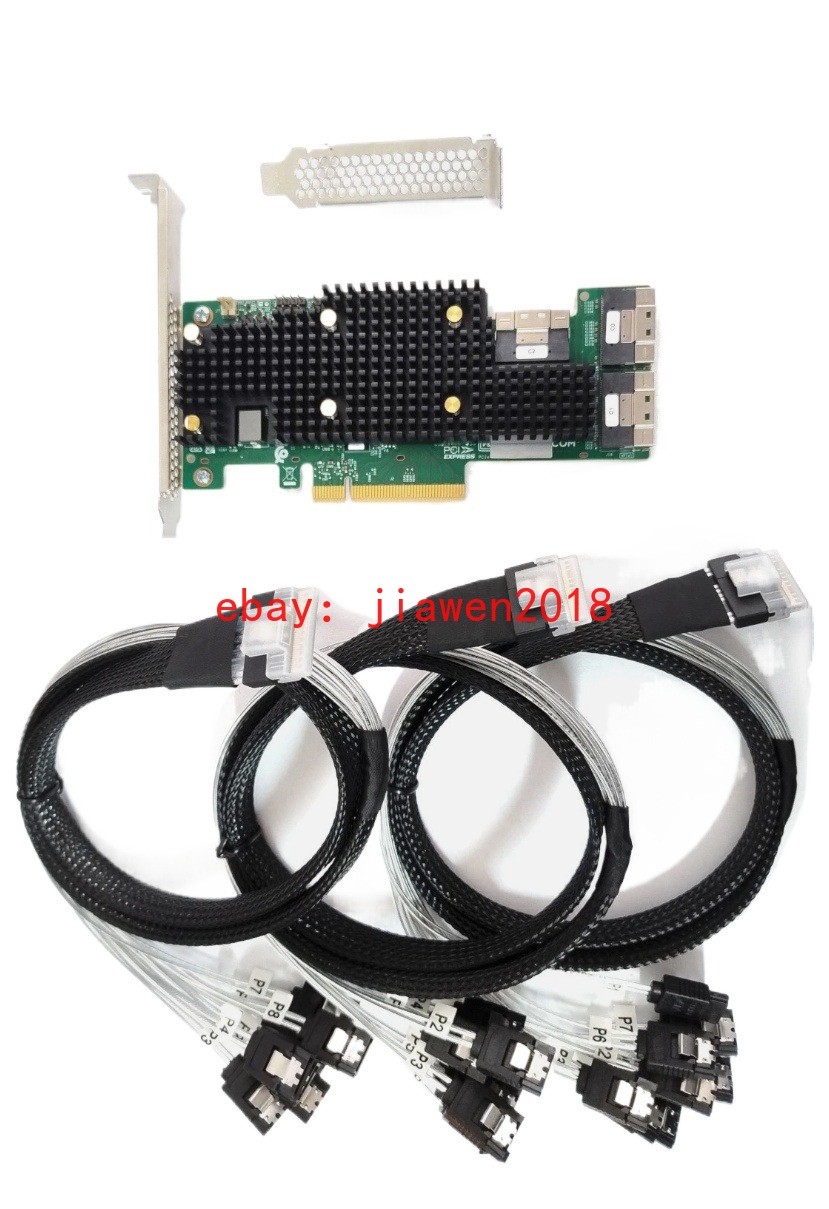  LSI 9600-24i Tri-Mode 12Gbps SATA NVME PCIe 4.0 x8 + 3*SFF-8654 8*SATA cables