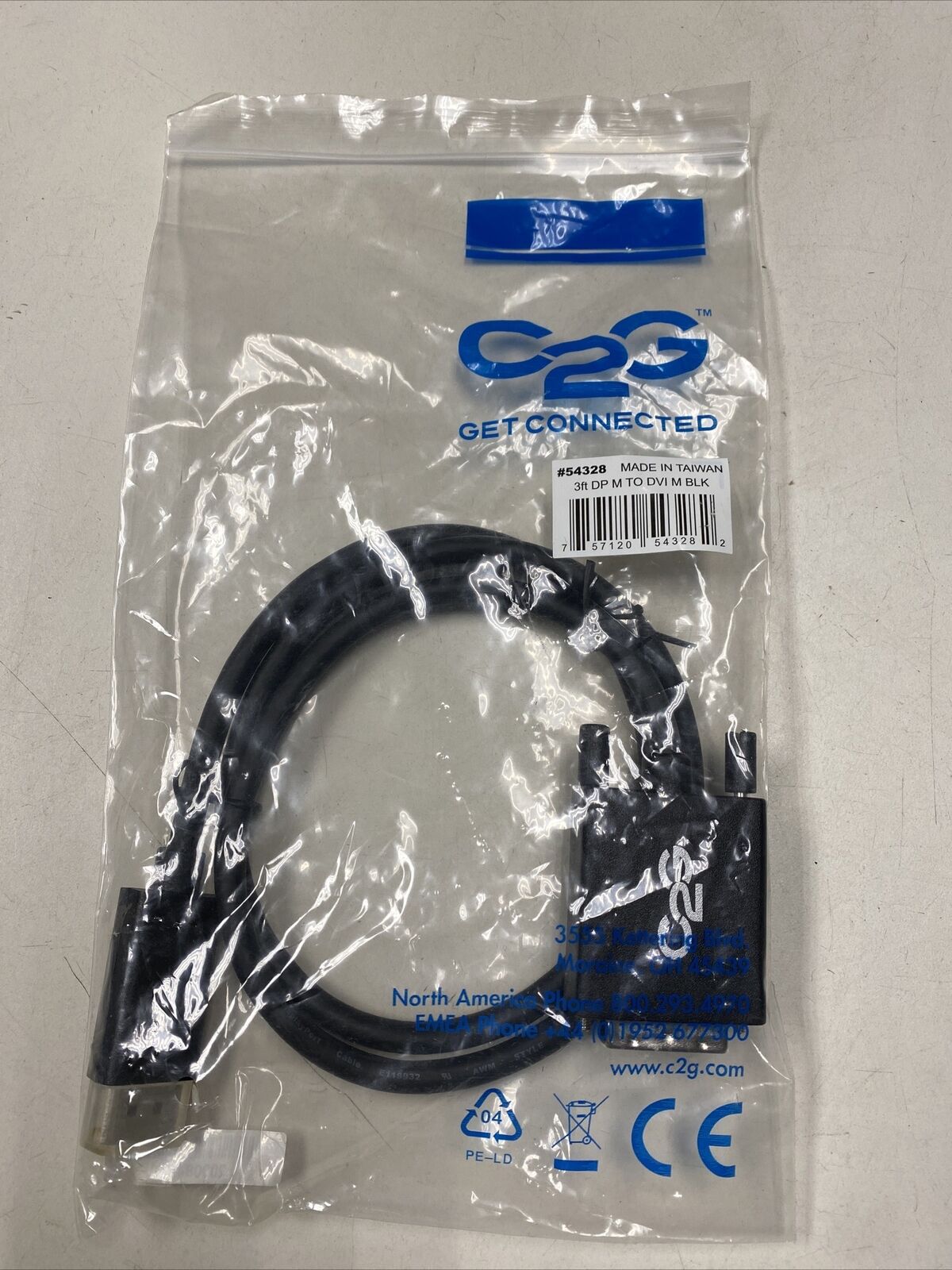 Lot of 10 C2G 54328 3ft DisplayPort to DVI Adapter Cable -DVI-D Single