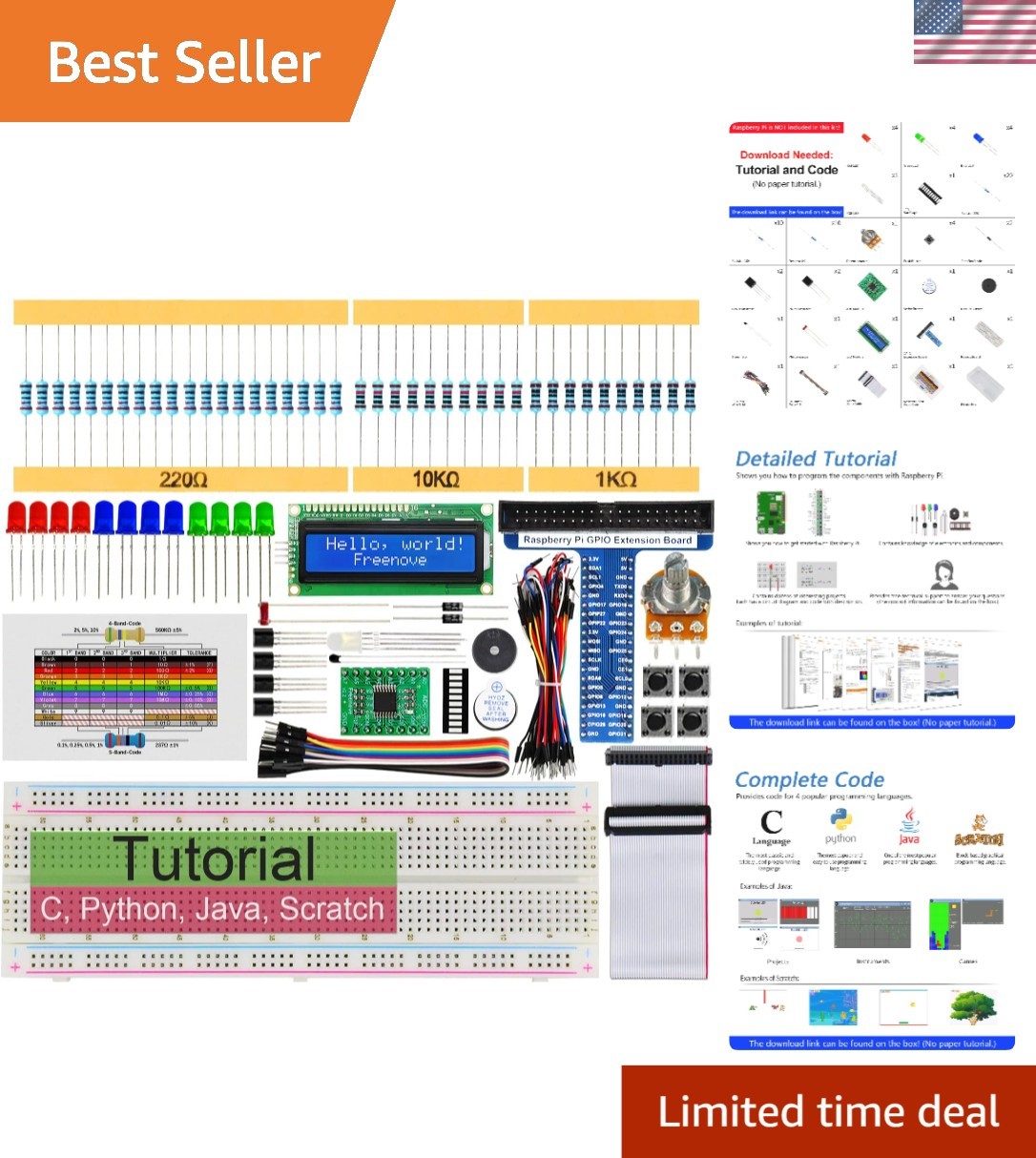 Comprehensive LCD 1602 Kit for Raspberry Pi 5 & 4: 535-Page Guide & 69 Projects