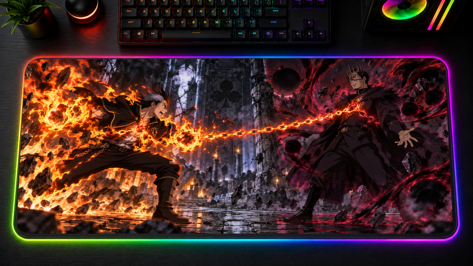 Black Clover Season 2 RGB XXL Gaming Mouse Pad Asta Yuno LED Desk Mat