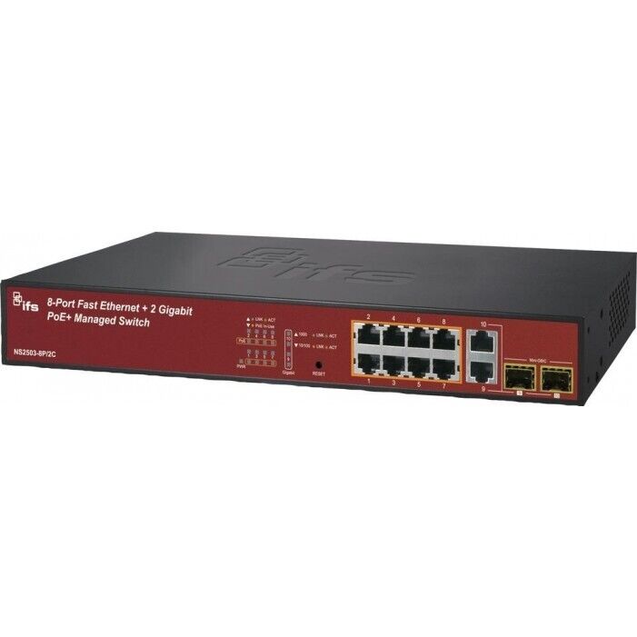 Interlogix NS2503-8P-2C 8-Port Fast Ethernet PoE-af/at Managed Switch