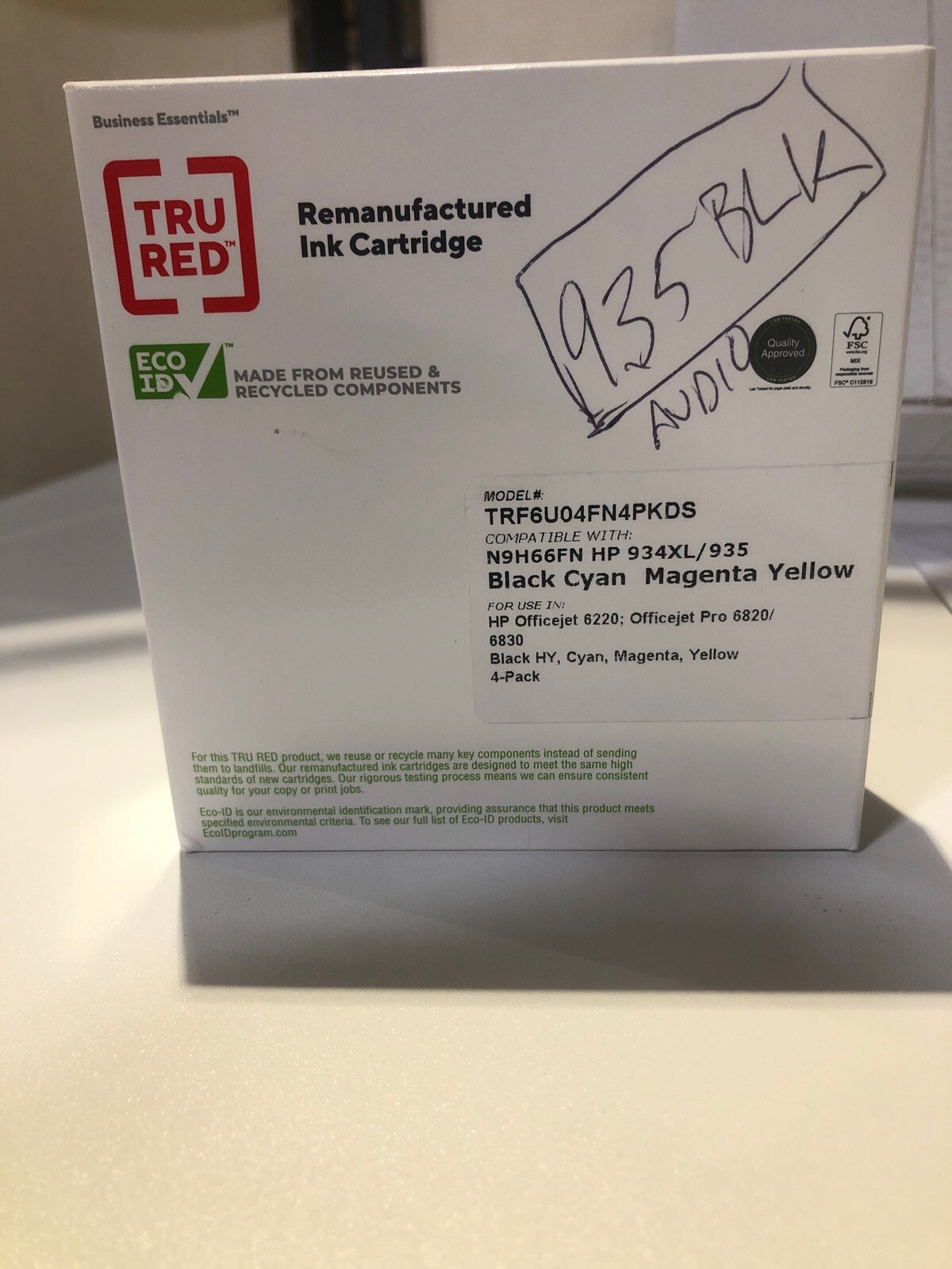 TRU RED HP 934XL/935 TRF6U04FN4PKDS 4PK Ink Cartridge Black Cyan Magenta Yellow