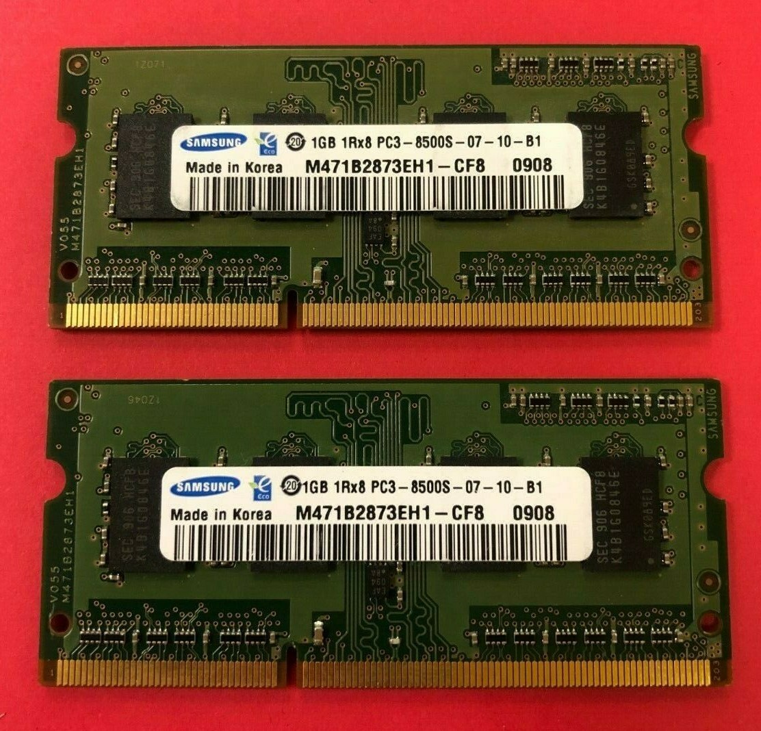 🟩Samsung 2GB (2X1GB) 1Rx8 PC3-8500S Laptop Memory RAM  M471B2873EH1-CF8 