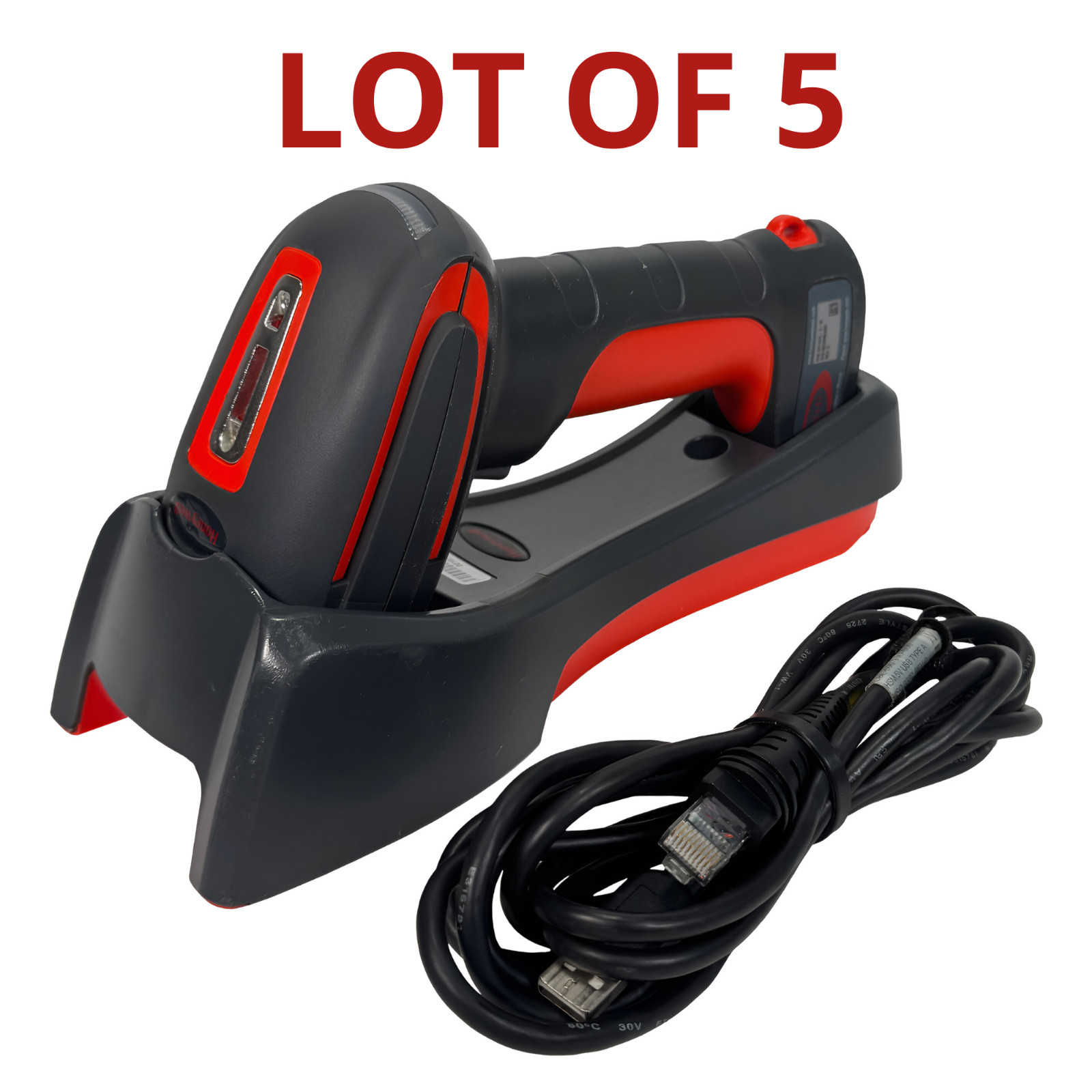 LOT OF 5 Honeywell Granit 1911i-ER Bluetooth Barcode Scanner w/Cradle & USB Cord