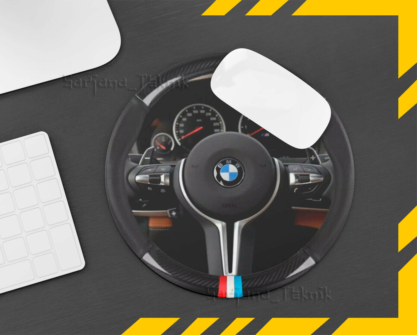 NEW ITEM BMW Carbon Fiber Steering Cover accessories Mousepad Round Anti Slip