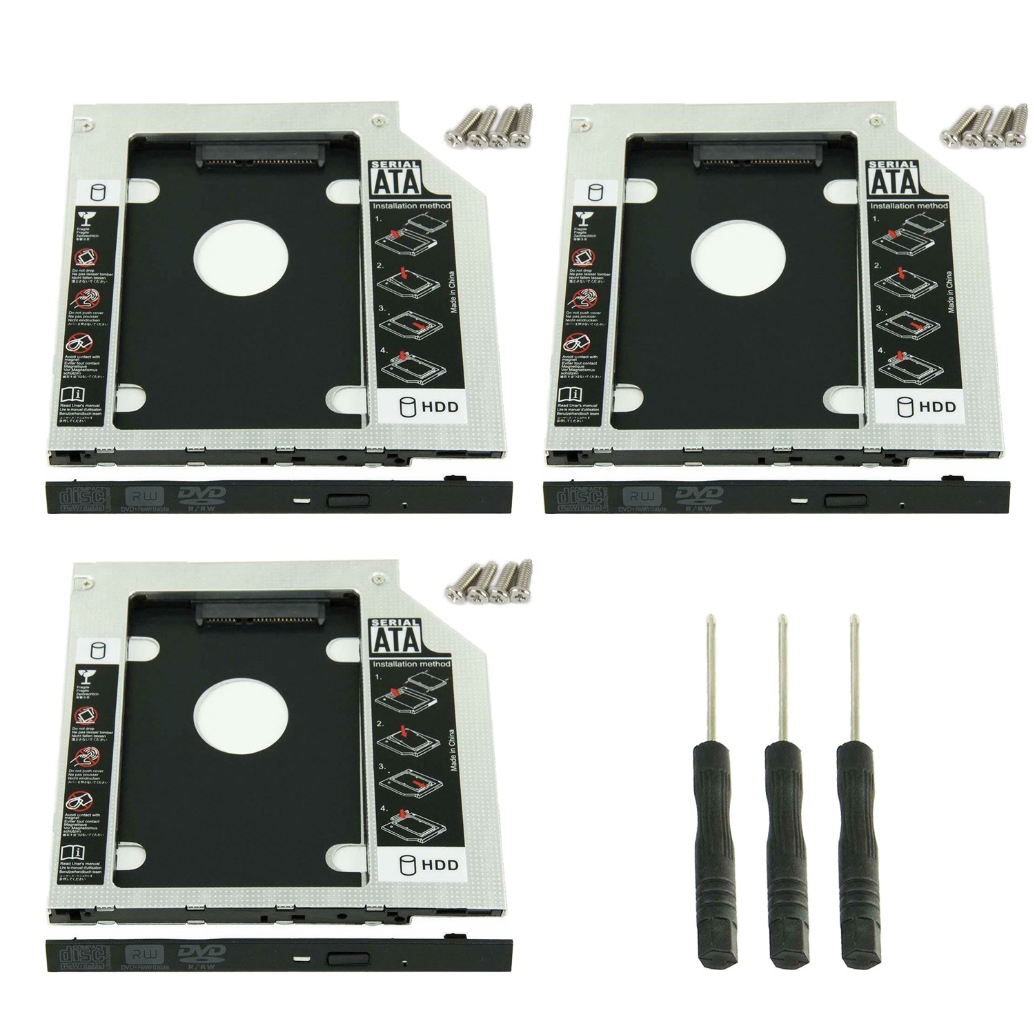 9.5/12.7mm For SATA 2nd SSD Hard Drive Caddy Bracket DVD/CD-ROM Optical Bay 3/6X