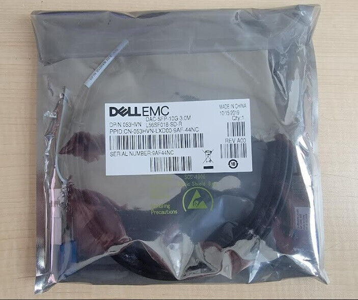 Dell EMC Networking Twinax Cable 3 Meters DAC-SFP-10G-3M P/N 053HVN SEALED