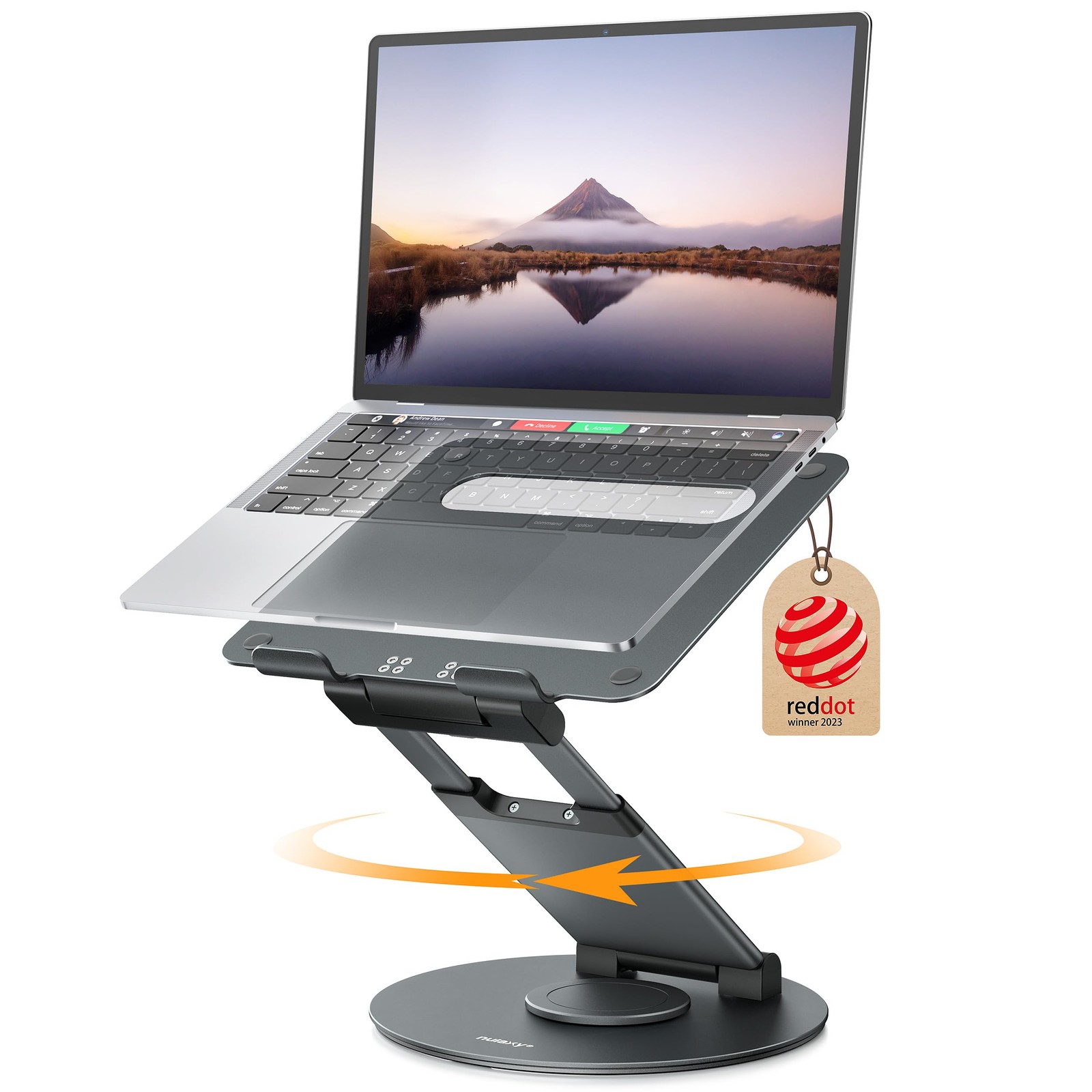Nulaxy 18" Height Telescopic 360 Rotating Aluminum Laptop Stand Desk, A-Gray