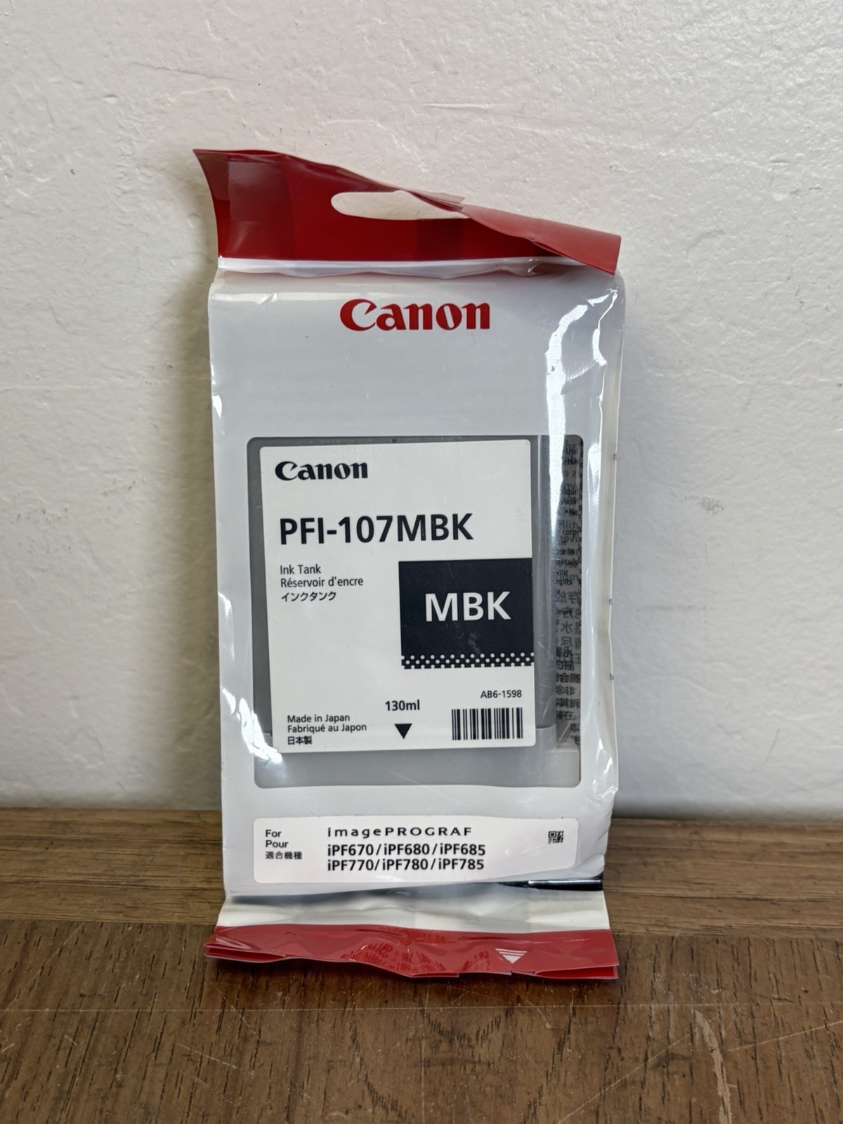 Canon PFI-107MBK Matte Black 130ML Ink Cartridge 6704B001 New Sealed Bag EXP2021
