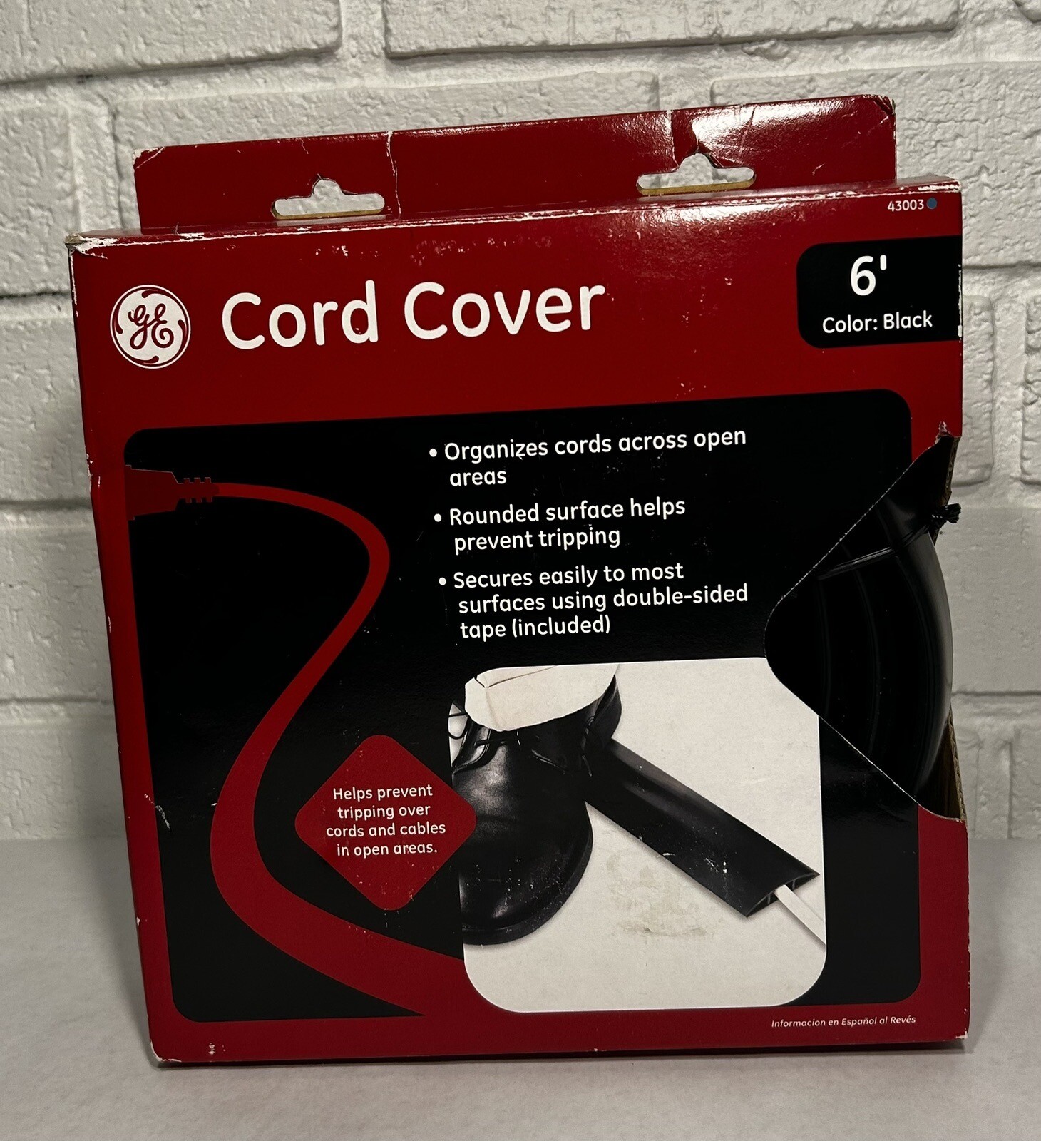 Cable Cover Floor Cord Cover 6ft 6’ GE Black New