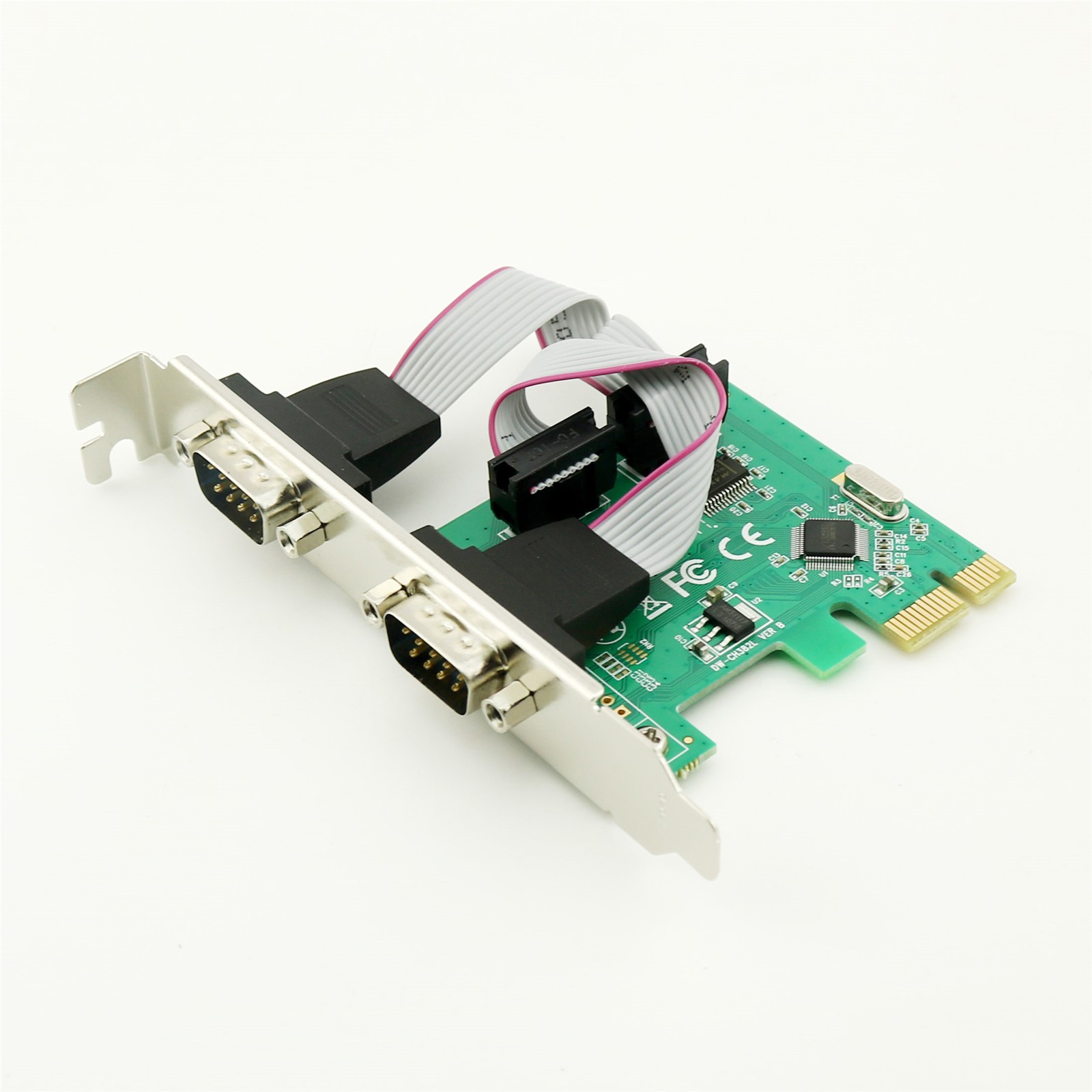 1x 9-Pin Serial Ports DB9 RS232 PCI-E Adapter Card Full Height Free High Profile
