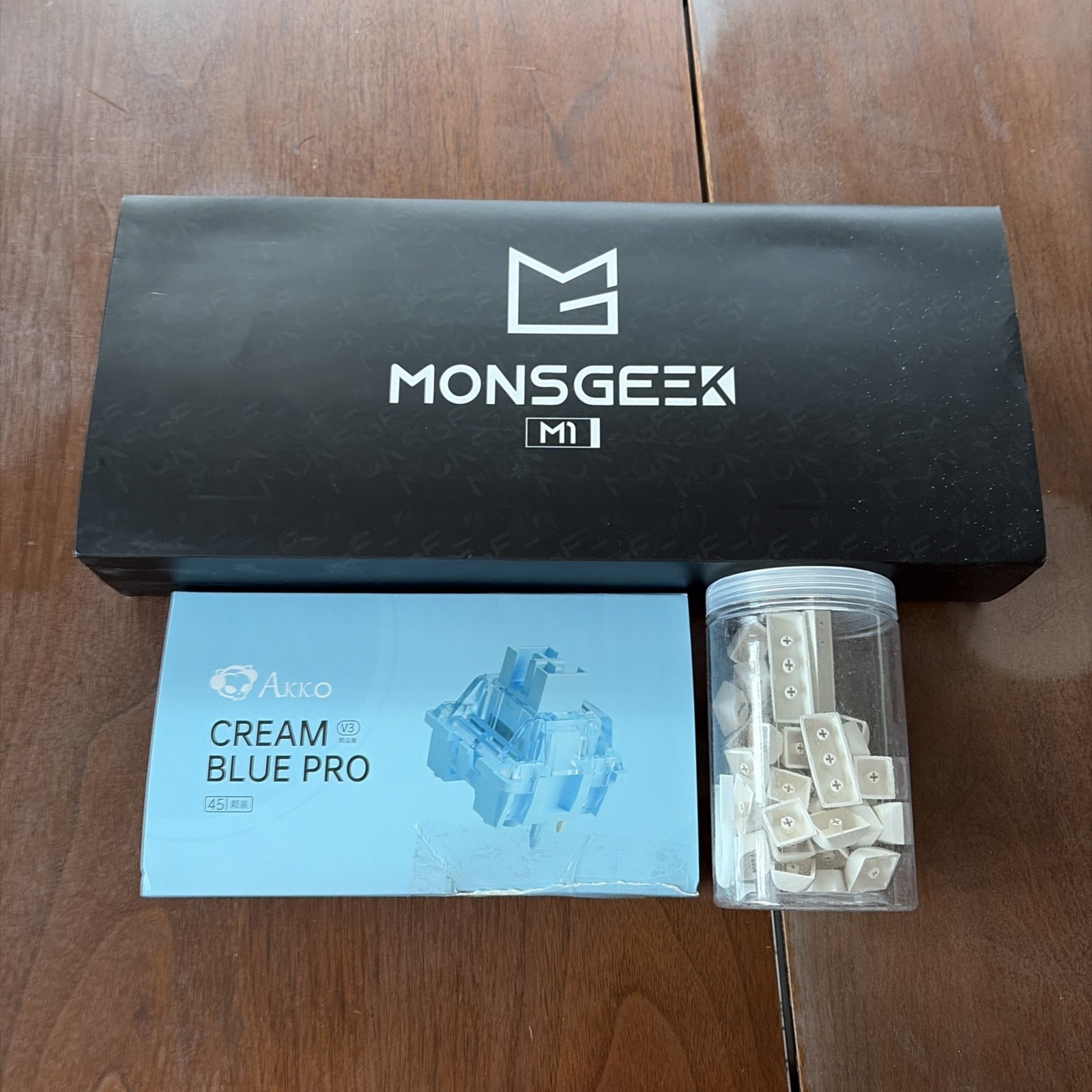 MonsGeek Mg M1 Keyboard (DISCONTINUED) With Akko Cream Blue Pro Switches + Etc.
