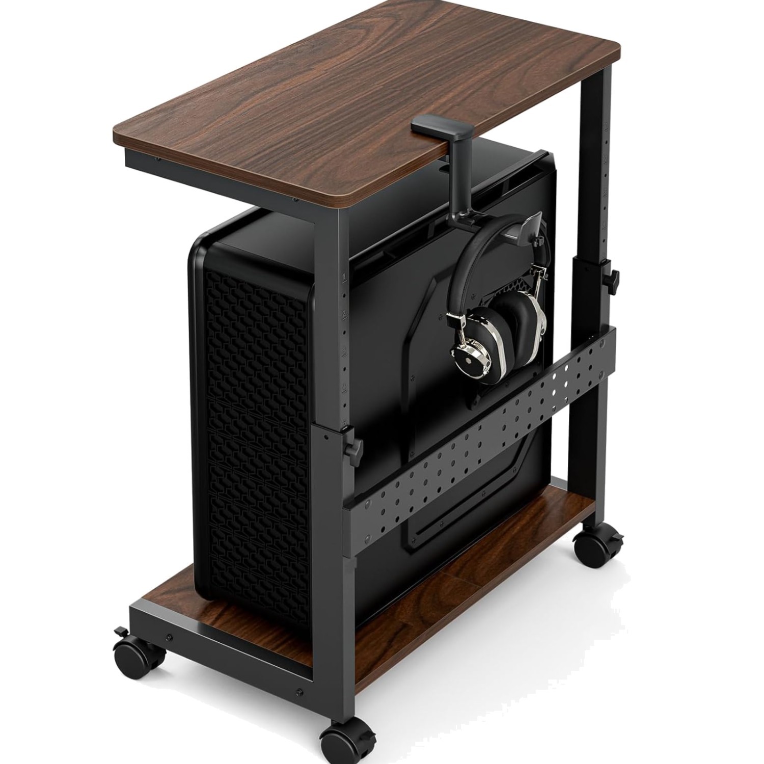 Height Adjustable , 2-Tier ATX-Case CPU Holder with Mouse Pad & Headphone Sta...