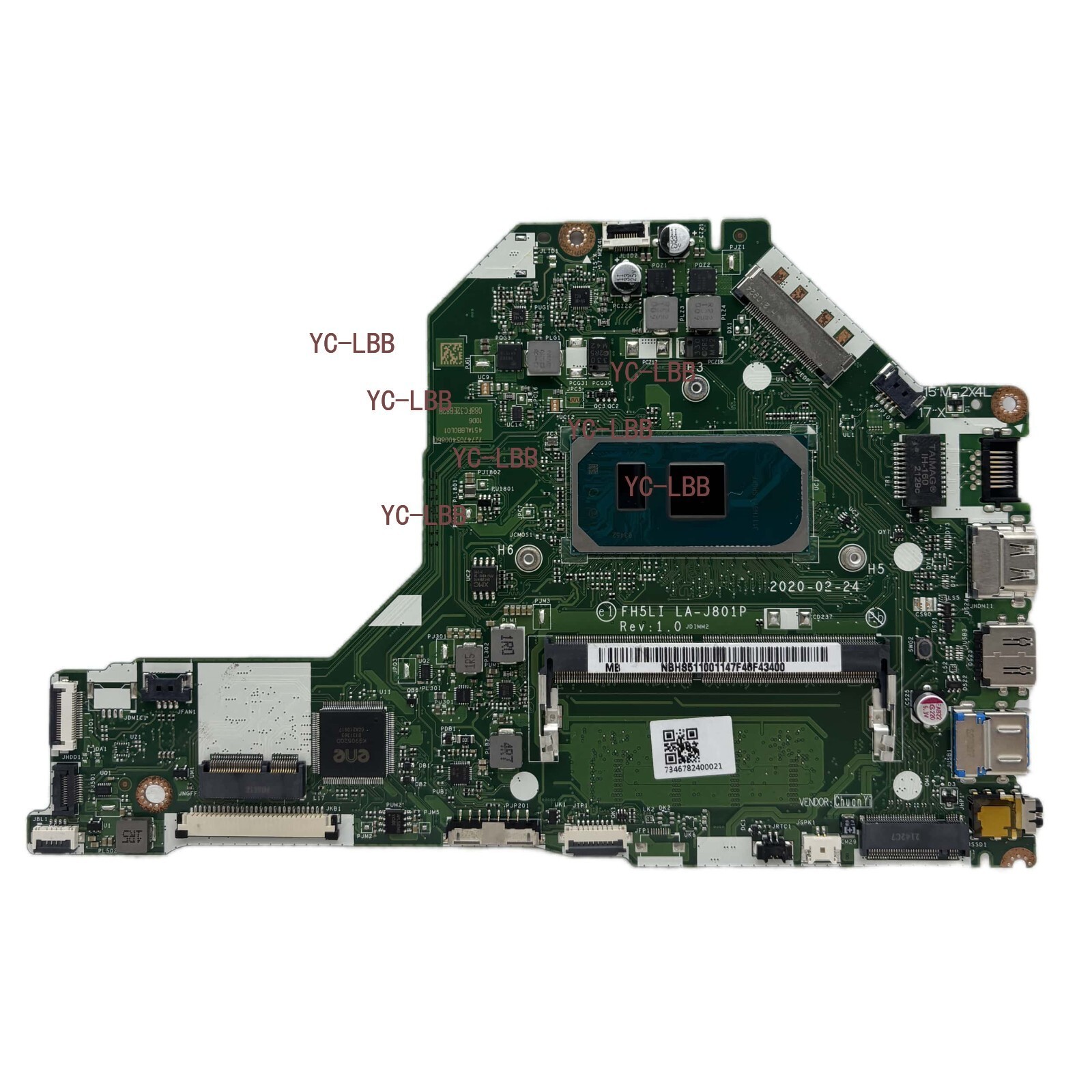 LA-J801P For Acer Aspire A315-56 Motherboard i3-1005G1 CPU 4GB-RAM NBHS511002