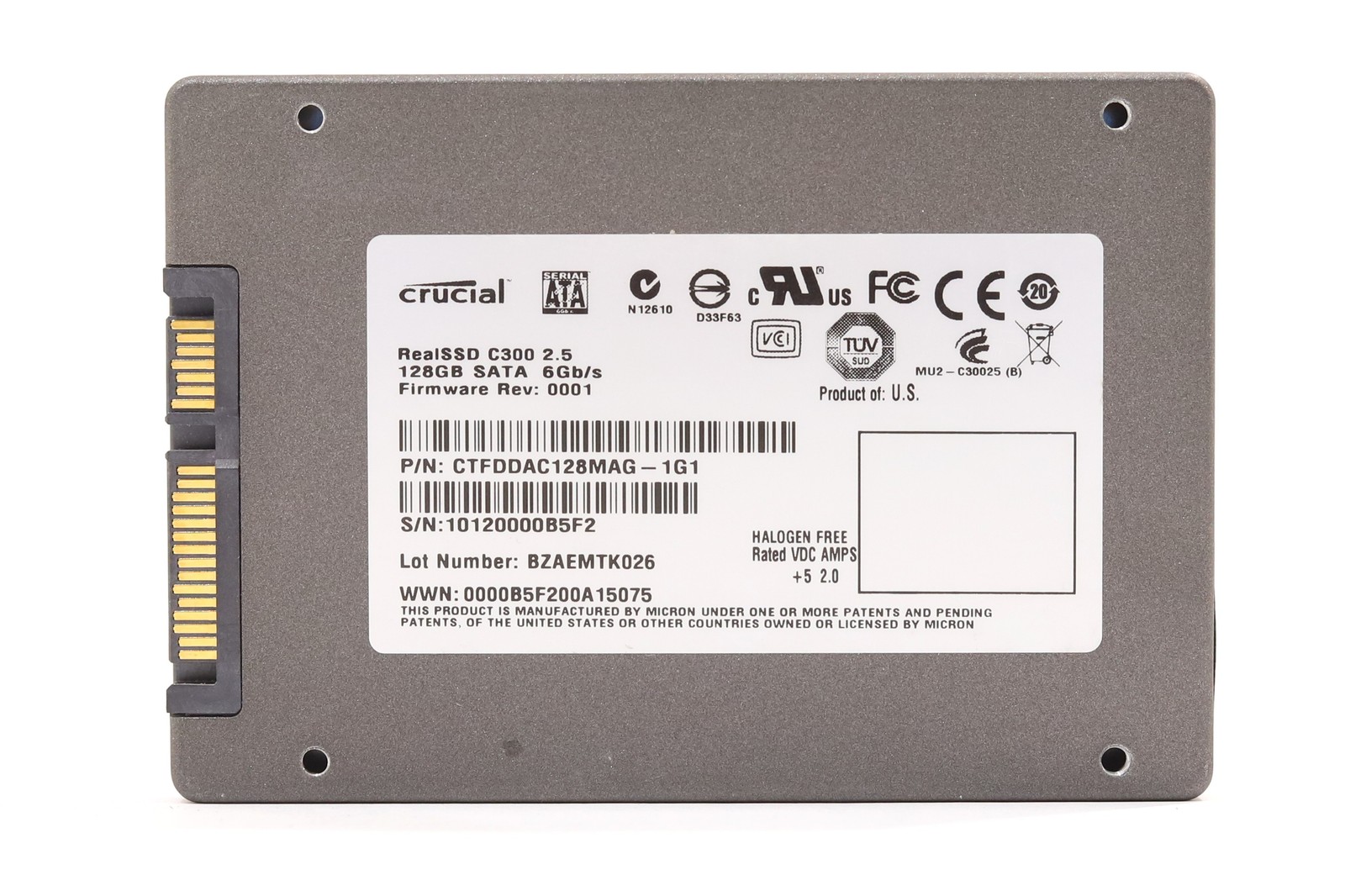 Crucial RealSSD C300 128GB 2.5" 6Gb/s MLC SATA III SSD P/N: CTFDDAC128MAG-1G1