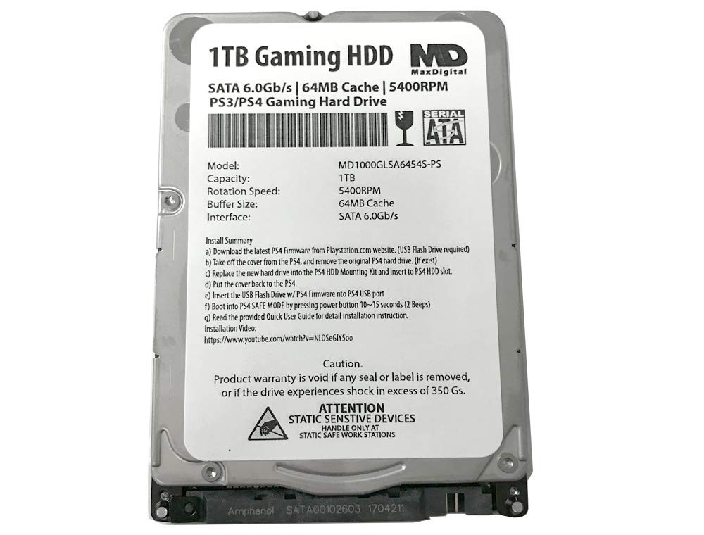 MaxDigitalData (MD1000GLSA6454-PS) 1TB 64MB Cache 5400RPM SATA 6.0Gb/s 2.5inch 7
