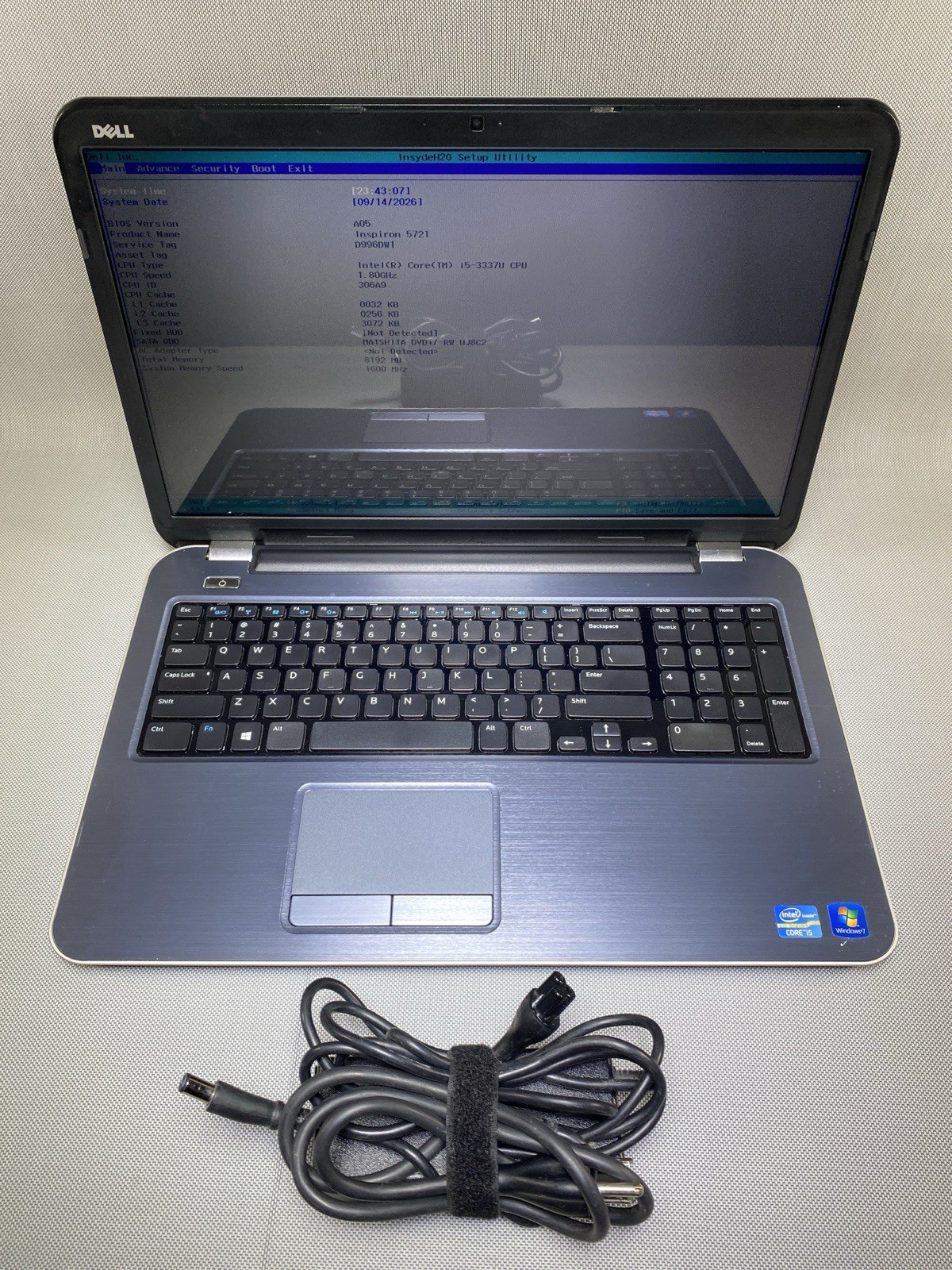 DELL INSPIRON 17R 5721 17.3” LAPTOP I5-3337U 8GB RAM WITH CHARGER - NO HDD/OS