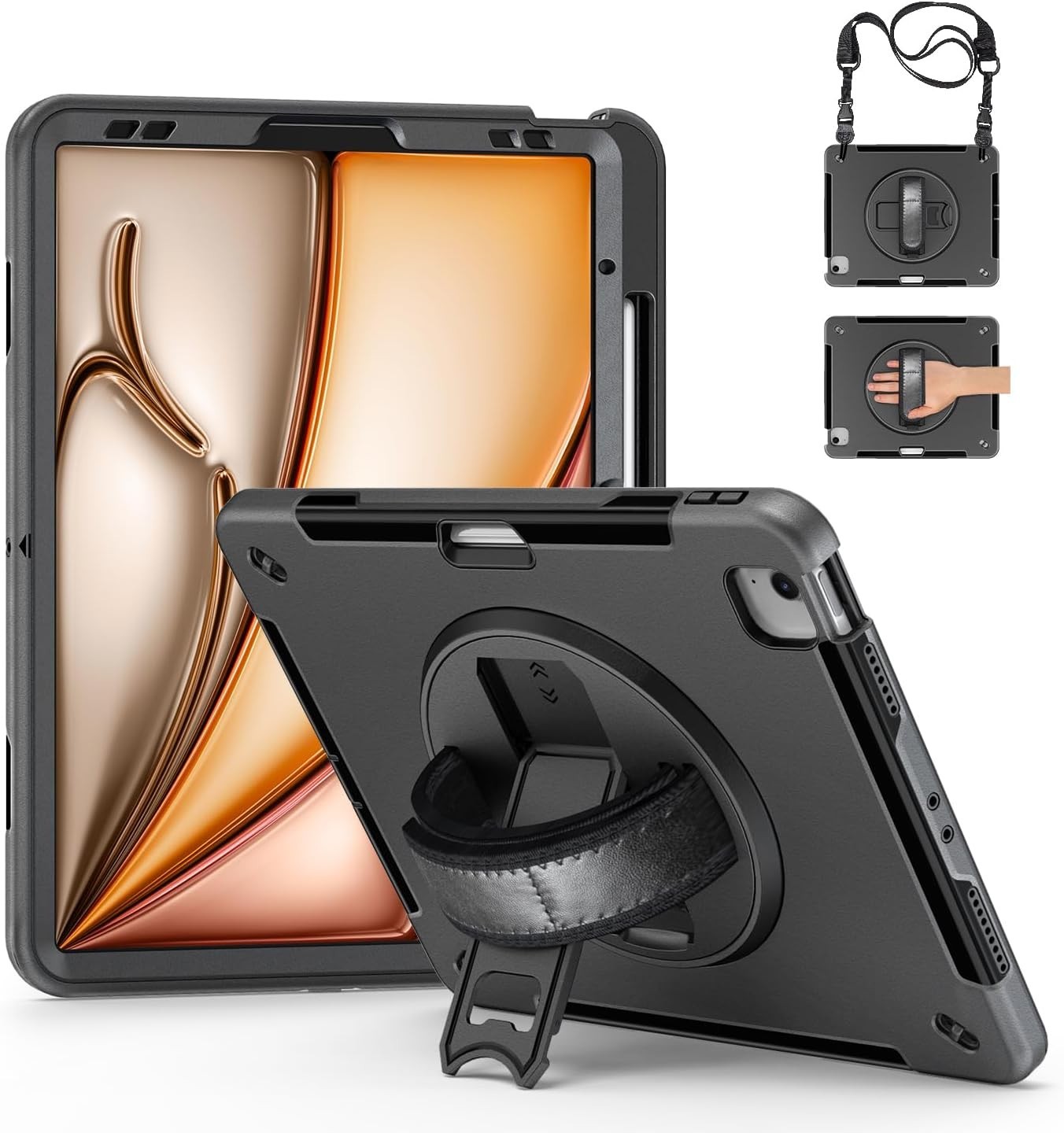 Rugged Protective Case for iPad Air 13" (M4/M3/M2) – Black