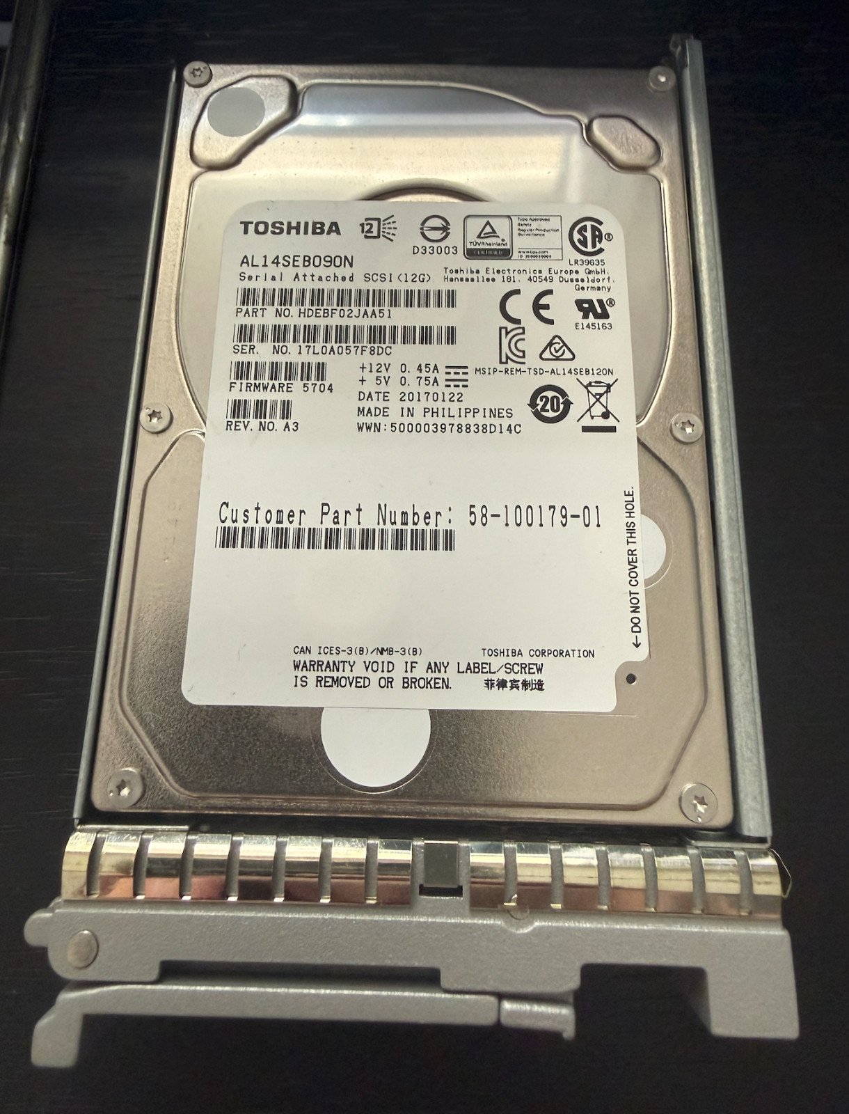 Toshiba AL14SEB060N  2.5" 12Gb/s 10K RPM SAS Drive P/N: HDEBF03JAA51 Tested