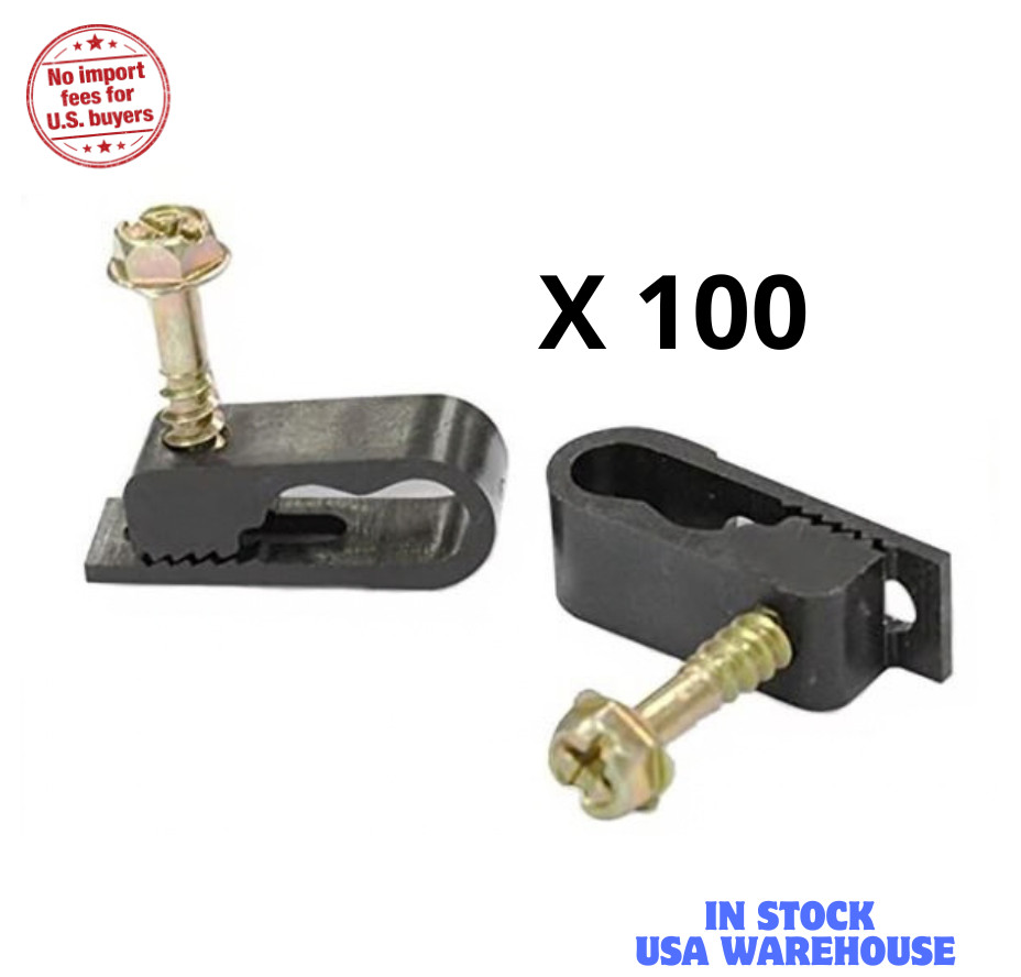 SatelliteSale Grip Clip Dual Cable Clips, Black, 100 Pack