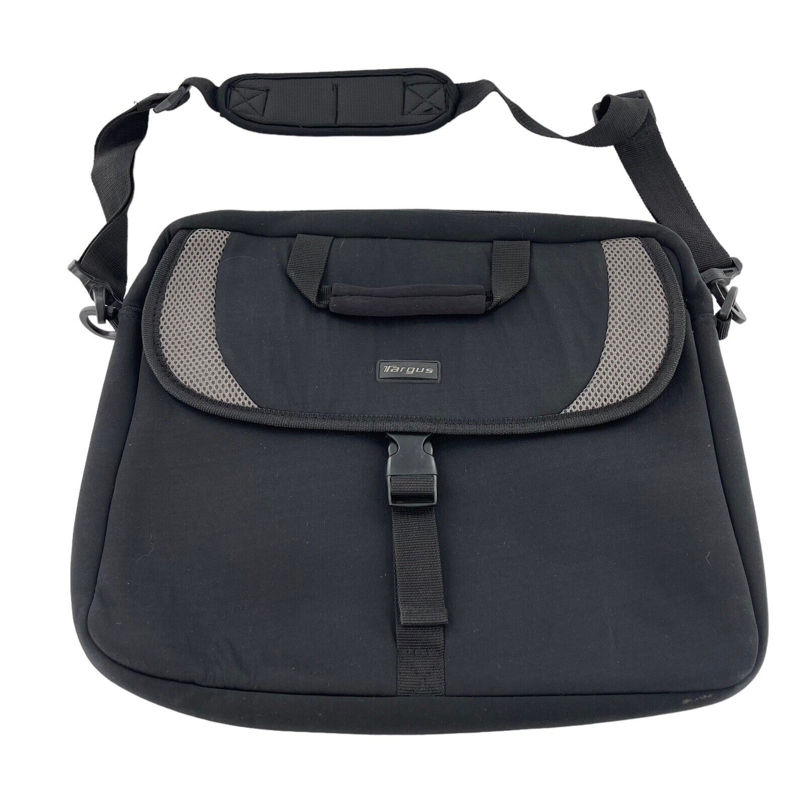 TARGUS Large Black Nylon Padded Laptop Messenger Bag Briefcase pocket gray 15x12