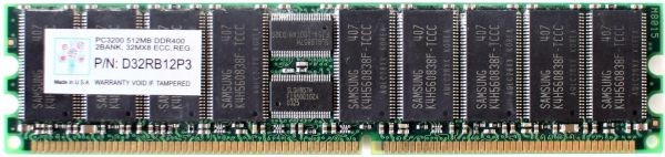 Memory pc3200 512mb ddr400 2bank, 32mx8 ecc,reg. p/n: d32rb12p3
