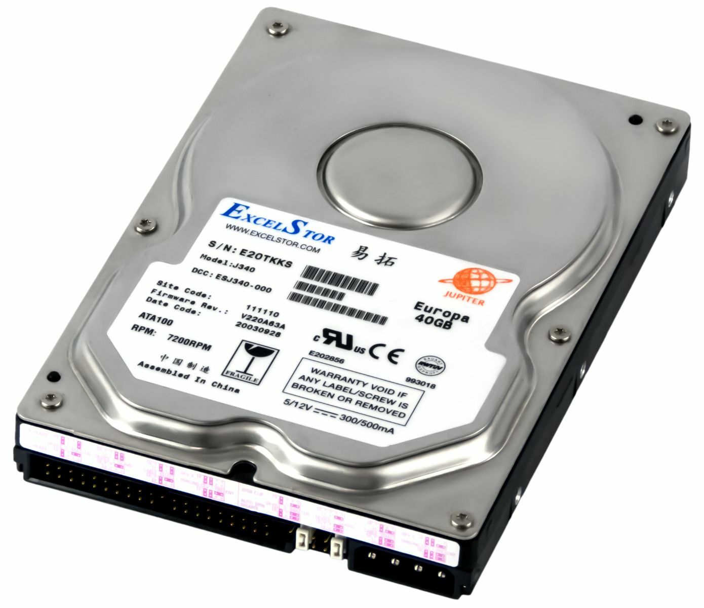HARD DRIVE EXCELSTOR JUPITER J240 40GB 7200RPM 2MB ATA / PATA / IDE 3.5"