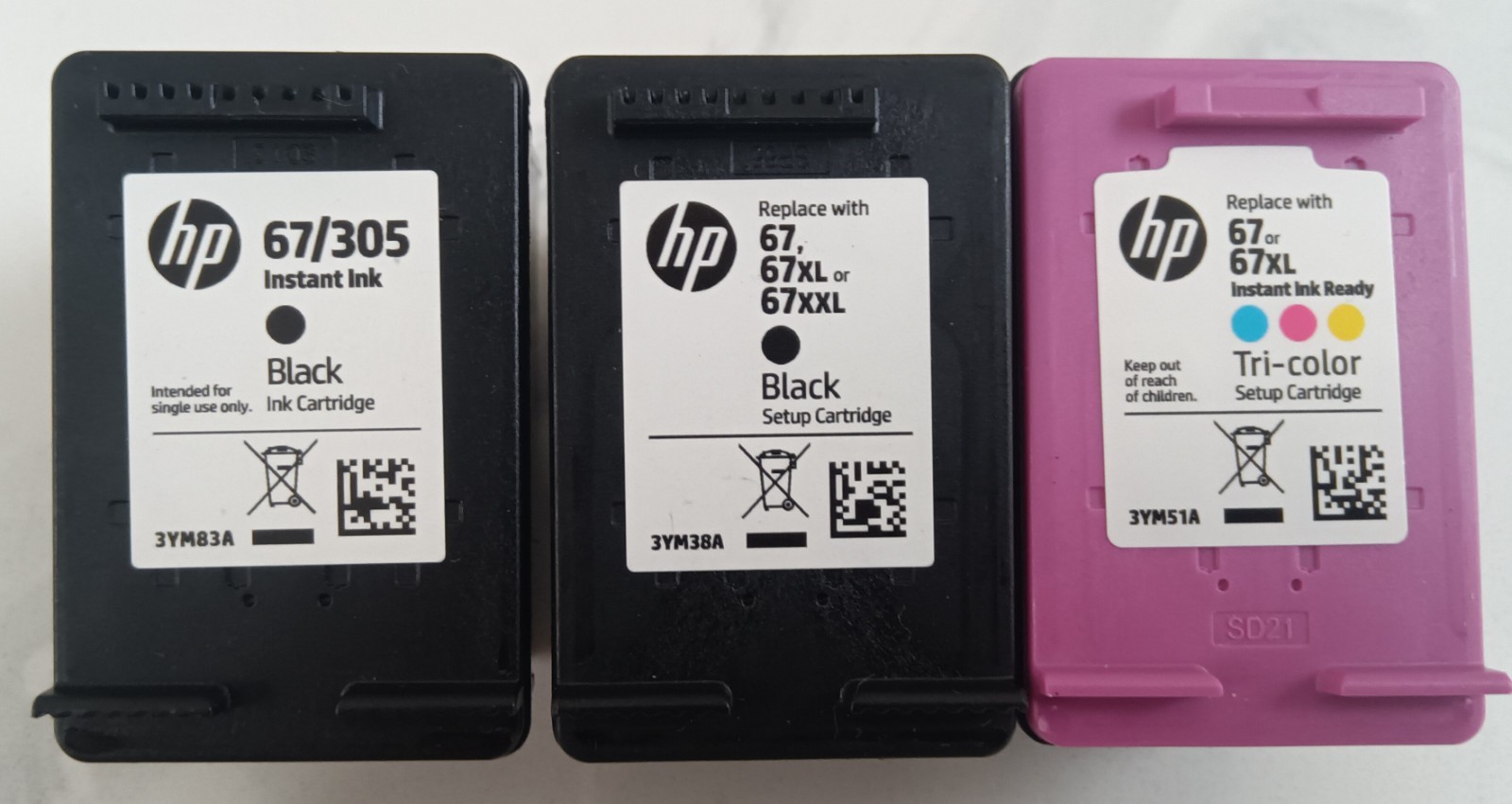*EMPTY* LOT x3 HP Ink Cartridges, 67/305 67XL 67XXL Black & Tricolor *FREE SHIP*