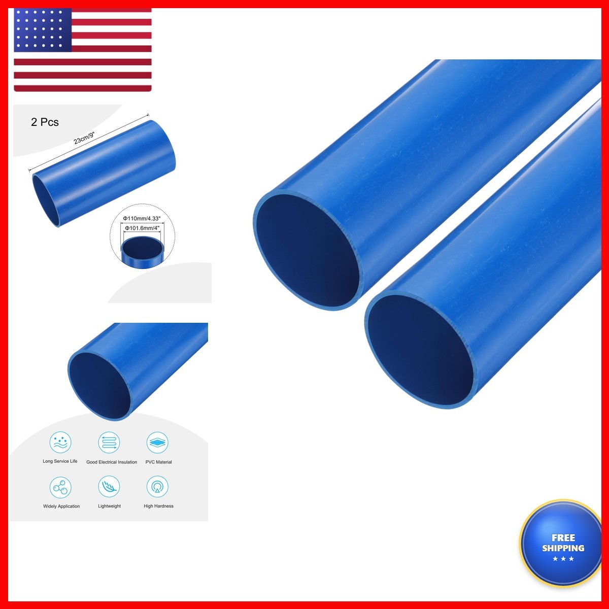 MECCANIXITY 3 Inch PVC Rigid Tube Round Pipe Tubing Hardware Tubing 67.8mm ID