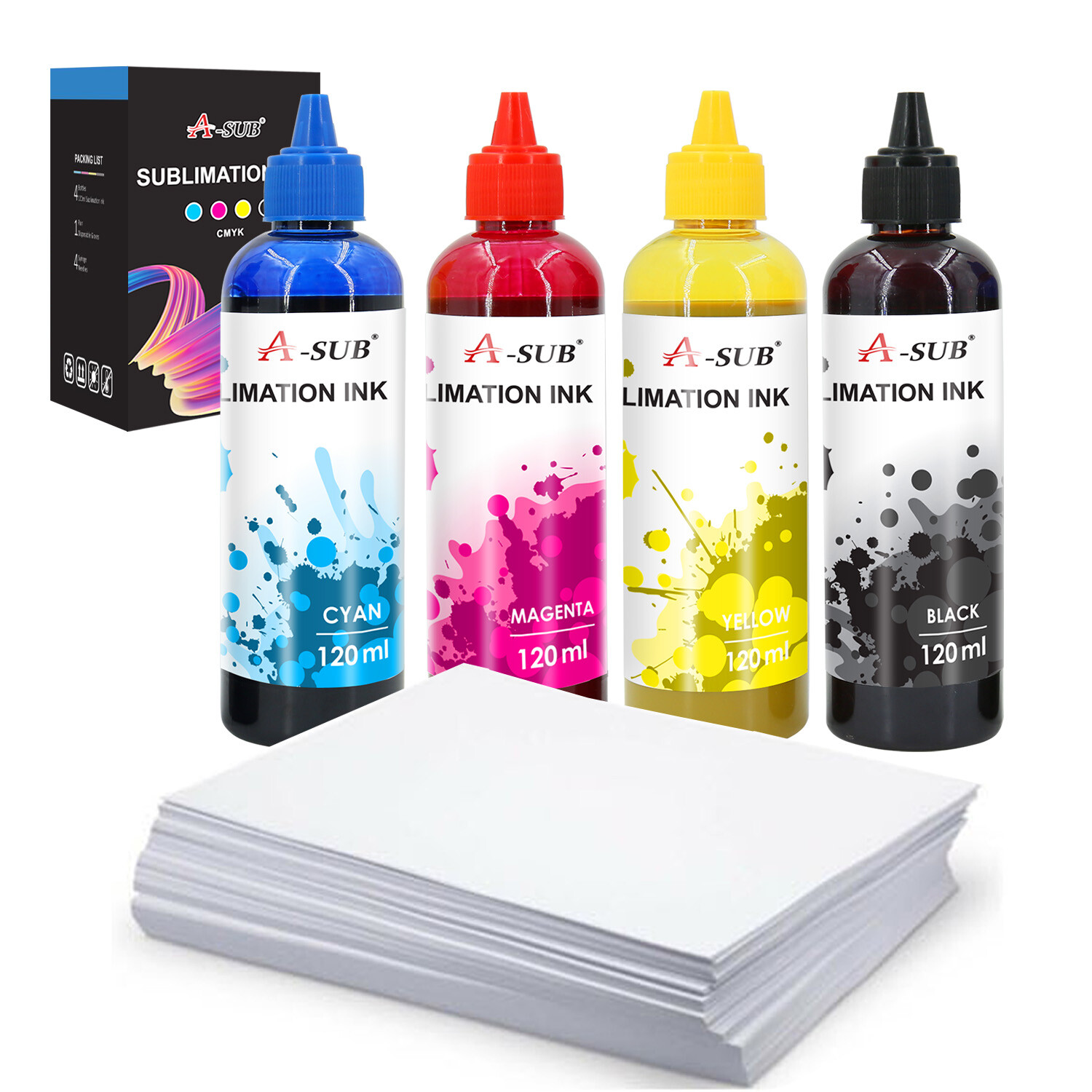 Bundle A-SUB Sublimation Ink + Koala Sublimation Paper 8.5x11 for Inkjet Printer