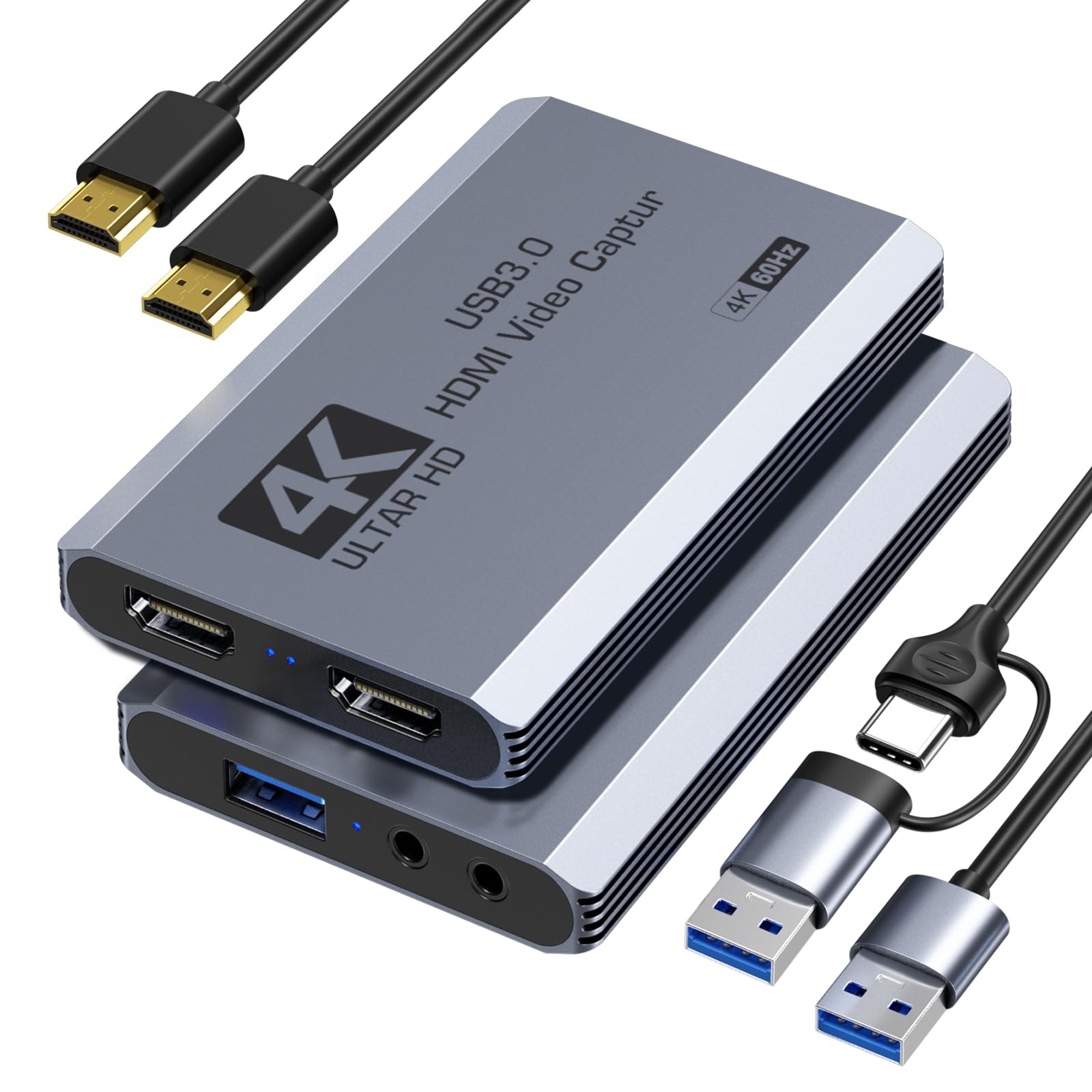 Video Capture Card, USB 3.0 Capture Card 4K HDMI Loop-Out, 4K 60FPS/1080P 240...
