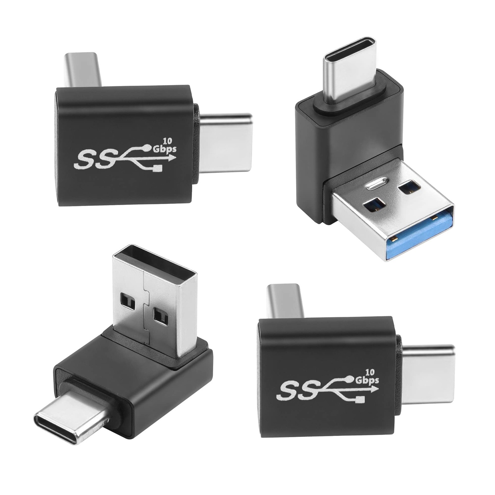 USB3.1 Male to USB C Male 90° Angle Adapter 10Gbps USB3.1 to USB C Charging C...