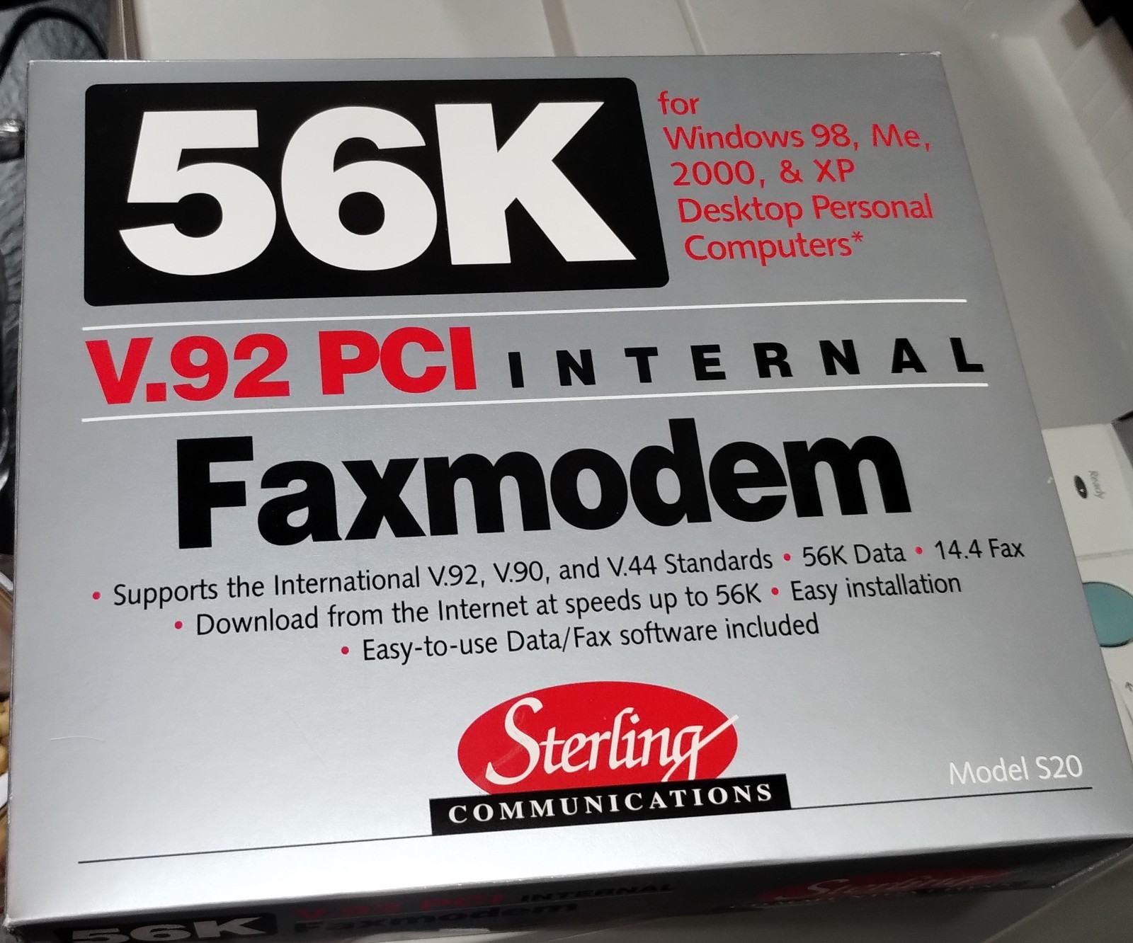 Sterling Communications Model S20, 56K PCI V.92 Internal FaxModem--NEW OPEN BOX