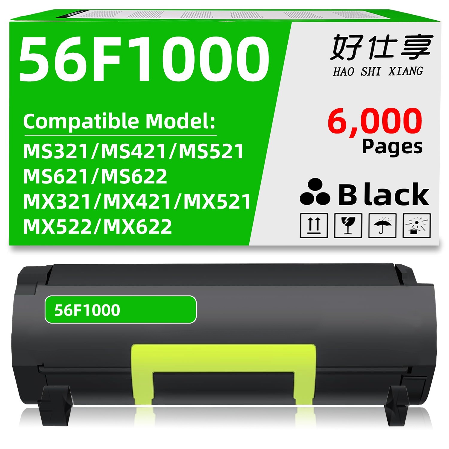 56F1000 Toner Cartridge Compatible for Lexmark MX321 MX421 MX521 MX522 MX622