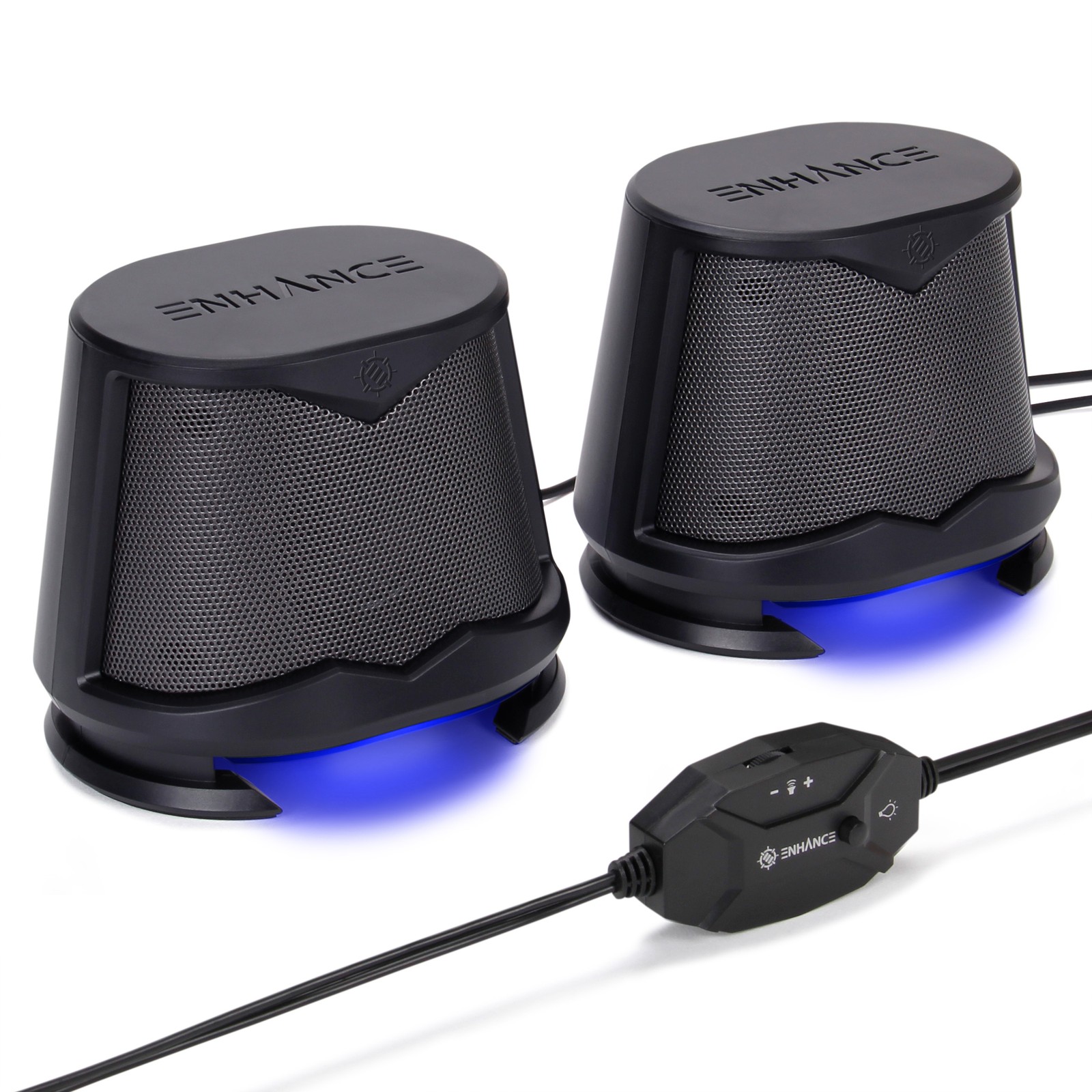 (USED) Computer Speakers USB Powered Blue LED Glow Lights 10W Peak Sound