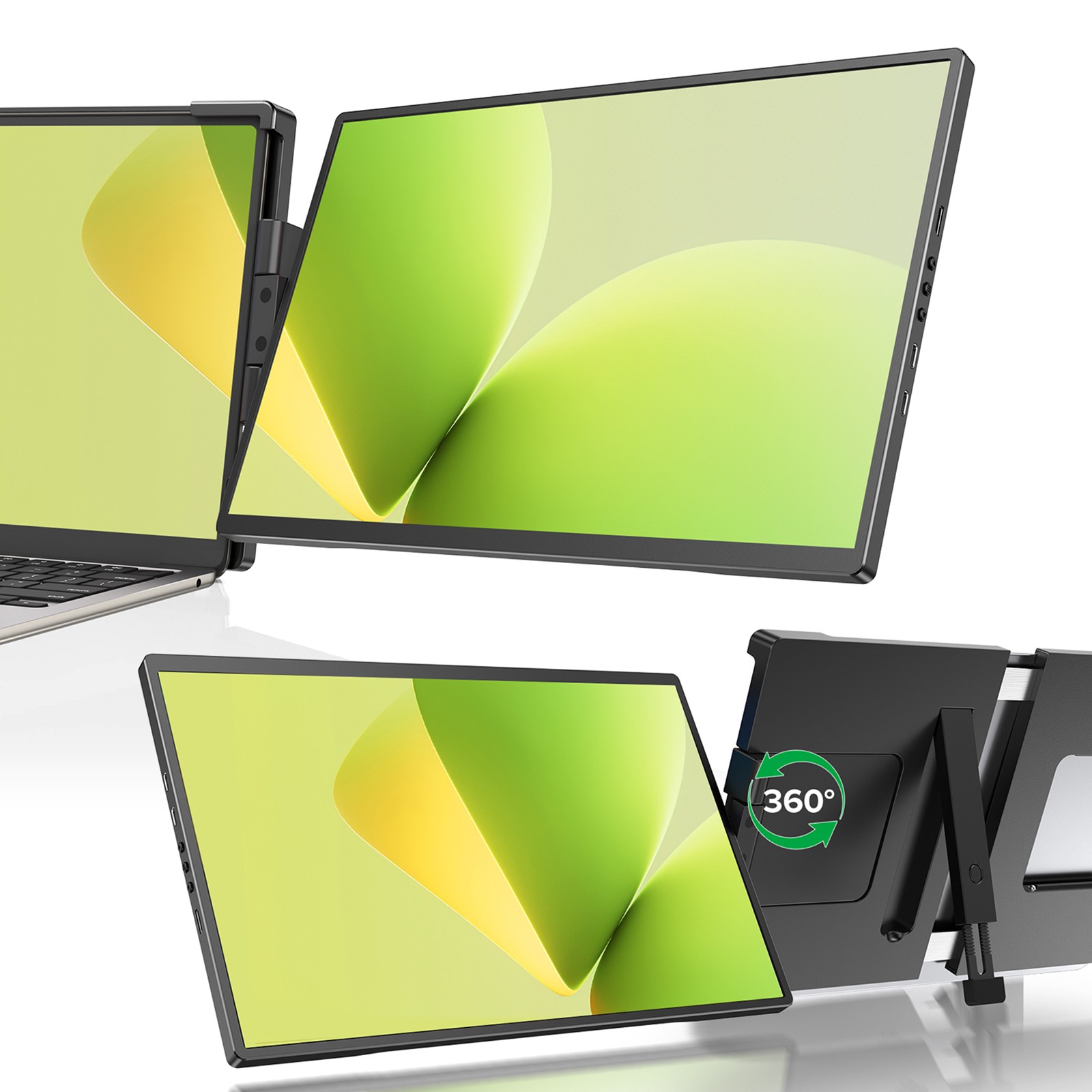 UPERFECT 14" 2K Dual Screen Sigle Rotate Portable Monitor USB C HDMI For Laptop