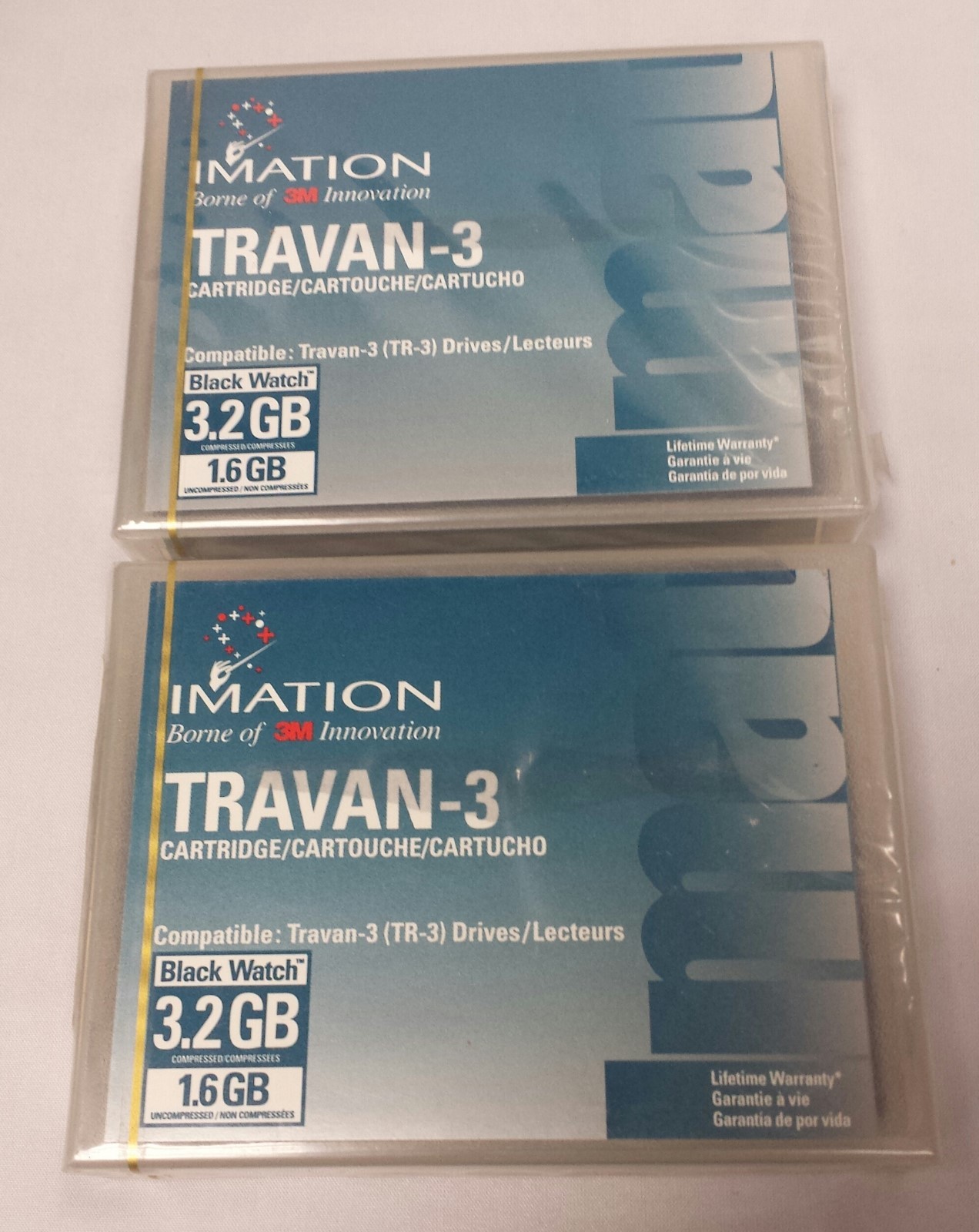 (2) IMATION 3M TRAVAN-3 CARTRIDGE 3.2 GB COMPRESSED NEW SEALED