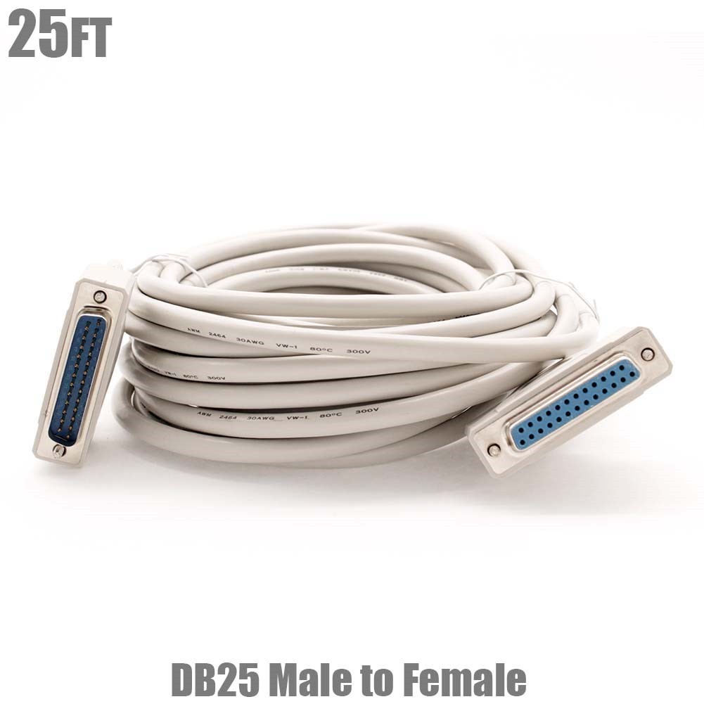 25FT DB25 DB 25 IEEE1284 25-Pin Male to Female M/F Parallel Cable Extension Cord