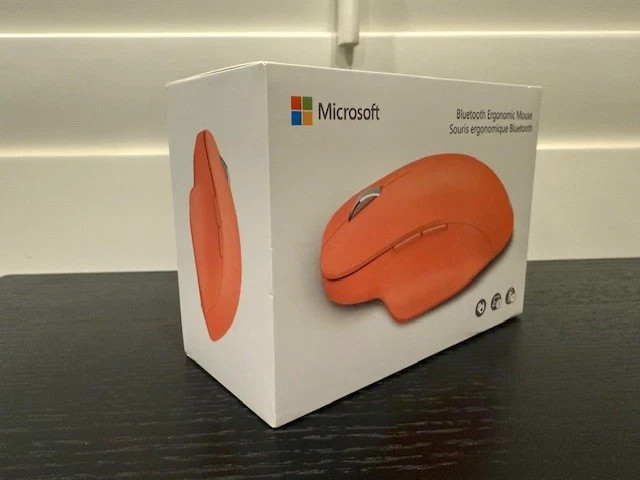 NEW--Microsoft ORANGE Bluetooth Ergonomic Mouse w/Thumb Rest & Precise Tracking