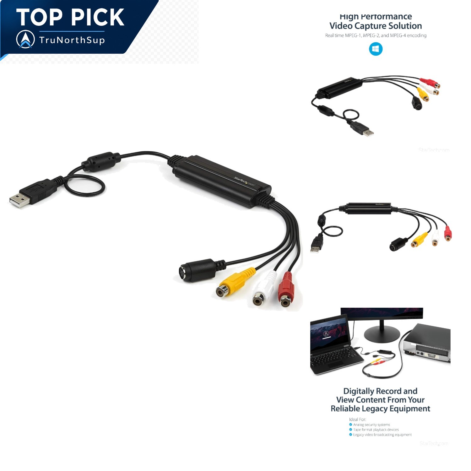 StarTech USB Video Capture Adapter SVID2USB232 for Windows VHS Camcorder
