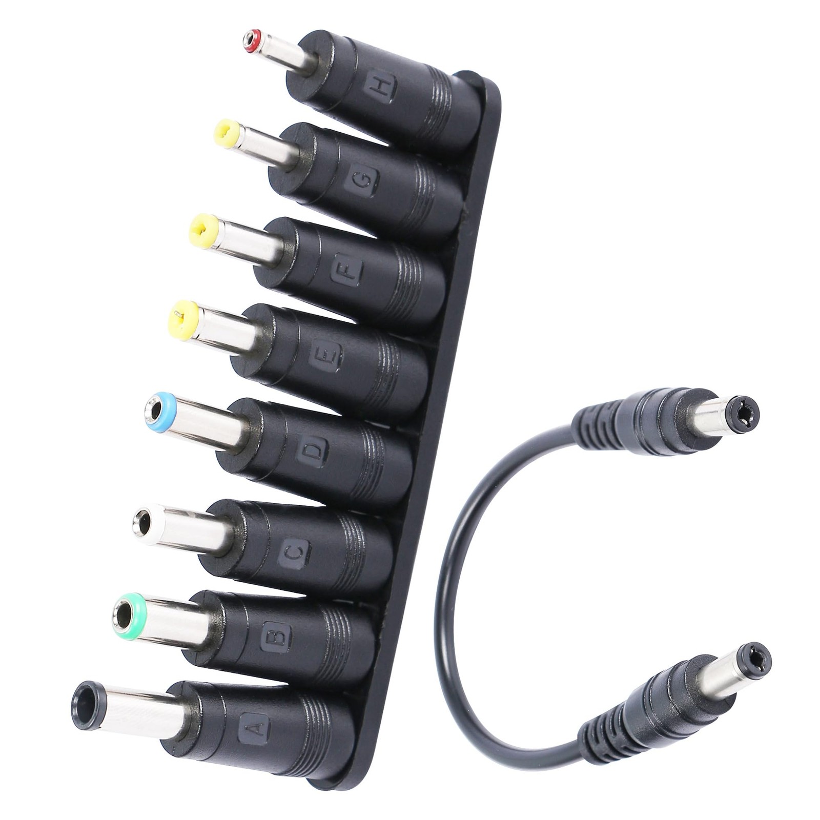 DC Power Adapter 8-in-1 Universal Connector 5.5x2.1mm Female to Male 22cm Cable
