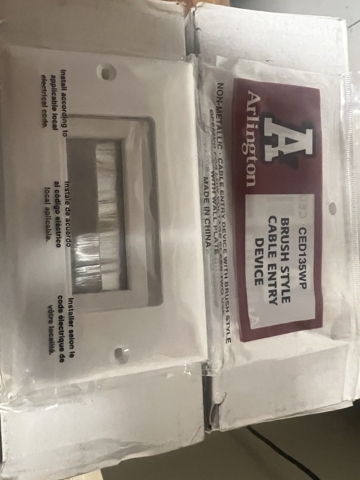 Arlington CED135WP, Brush Style Cable Entry Device, White