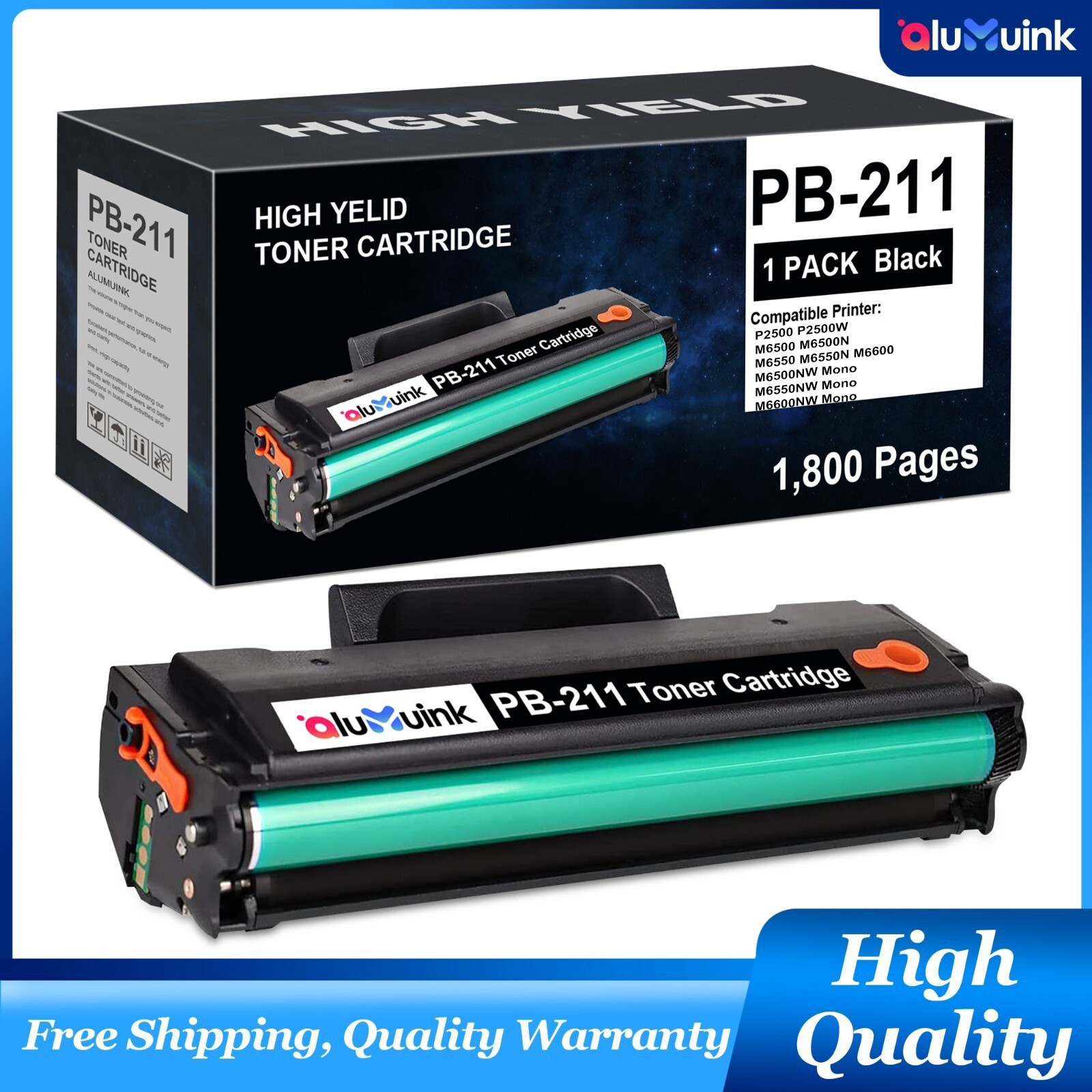 Black PB-211 Toner 1-Pack replacement M6600NW P2500W M6500NW  Printers