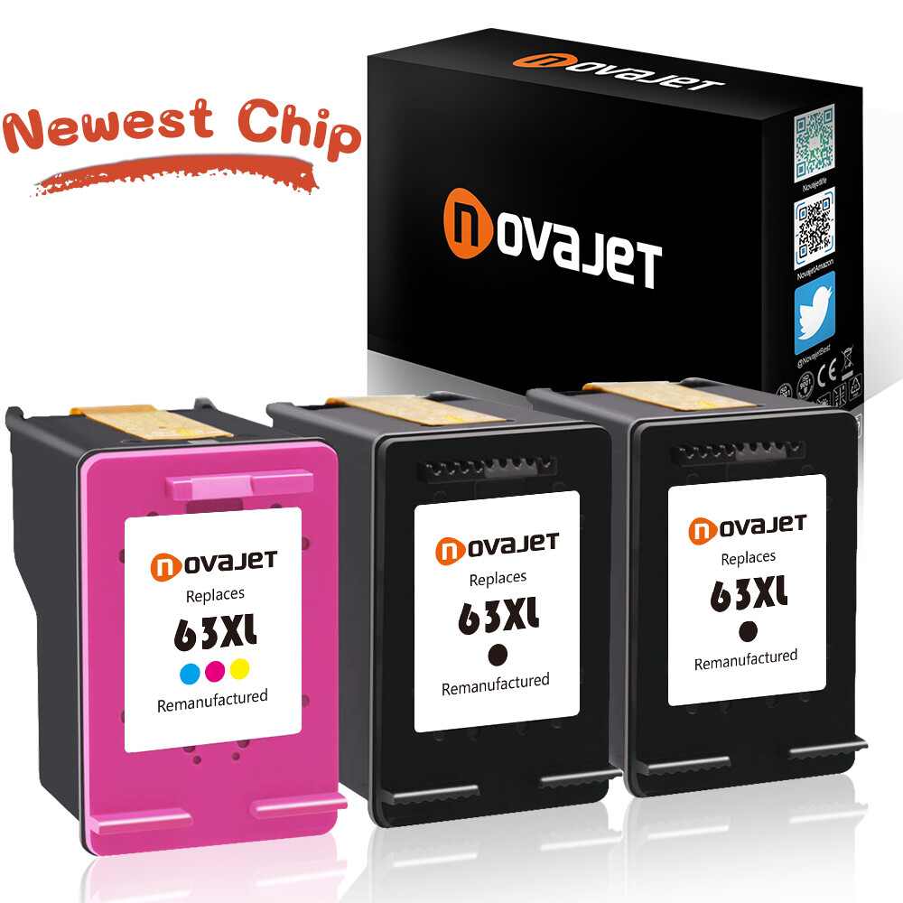 2Packs 2 Black & 1 Color 63XL Ink For HP Officejet 5255 5258 4650 3830 3833 3830