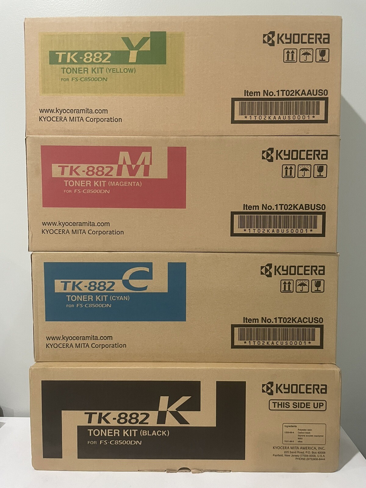 Kyocera TK-882 Set of 4 Colors KCMY Toners for Kyocera FS Series FS-C8500DN NEW