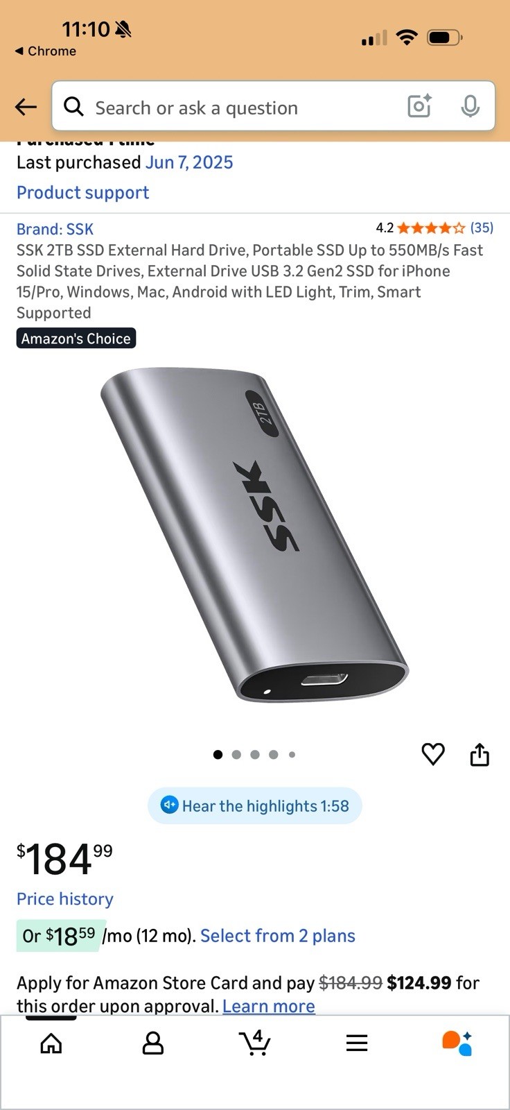 SSK 2TB SSD External Hard Drive, Portable SSD Up to 550MB/s Fast So... Fast Ship