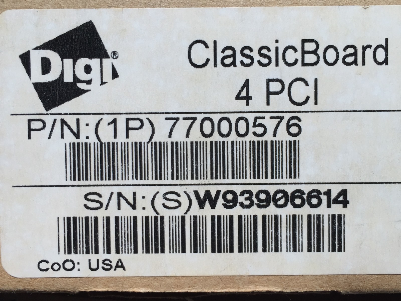 Digi International ClassicBoard 4 port PCI RS-323 Card 77000576 ✅❤️️✅❤️